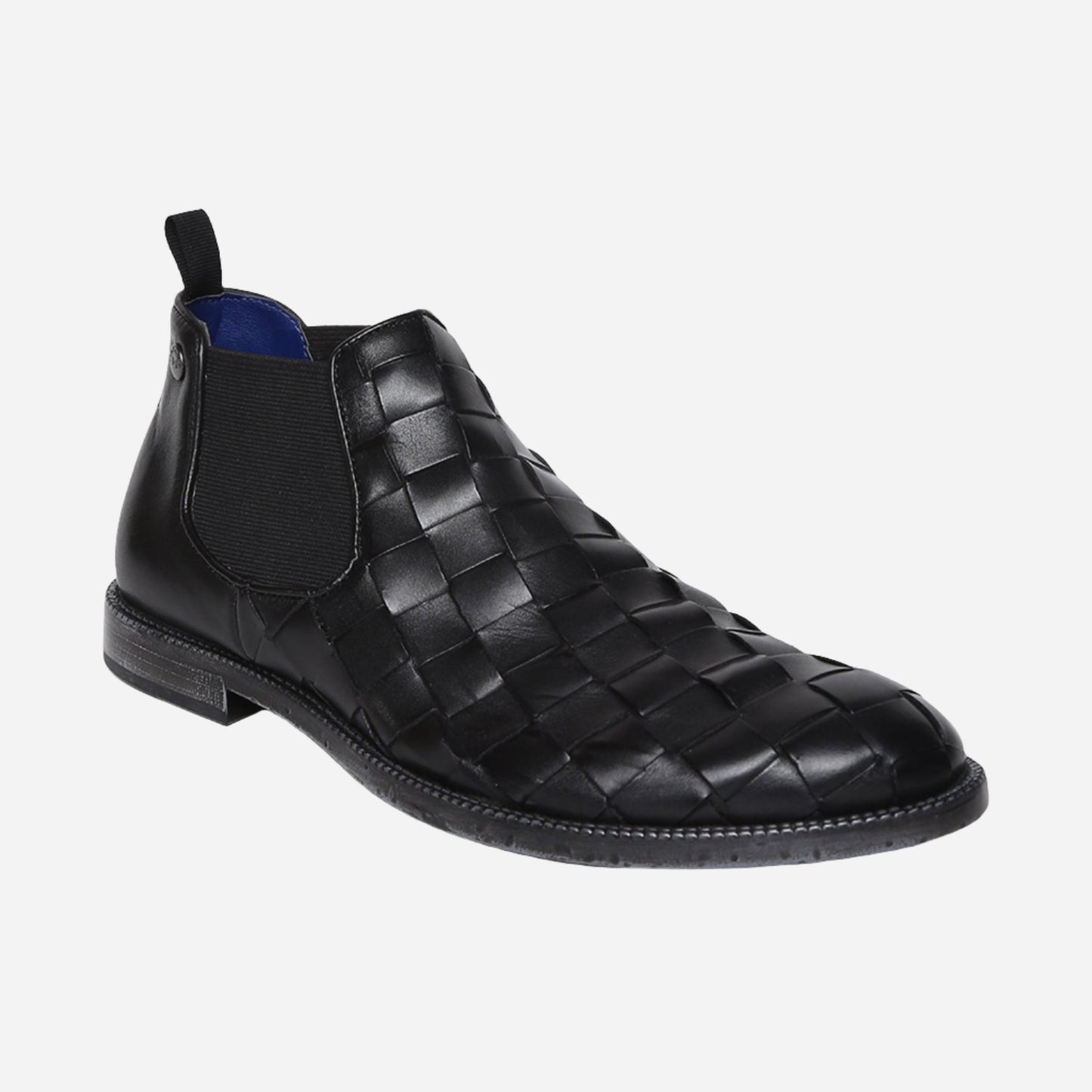 Masabih Genuine Leather Black Braided Chelsea Boots for Men
