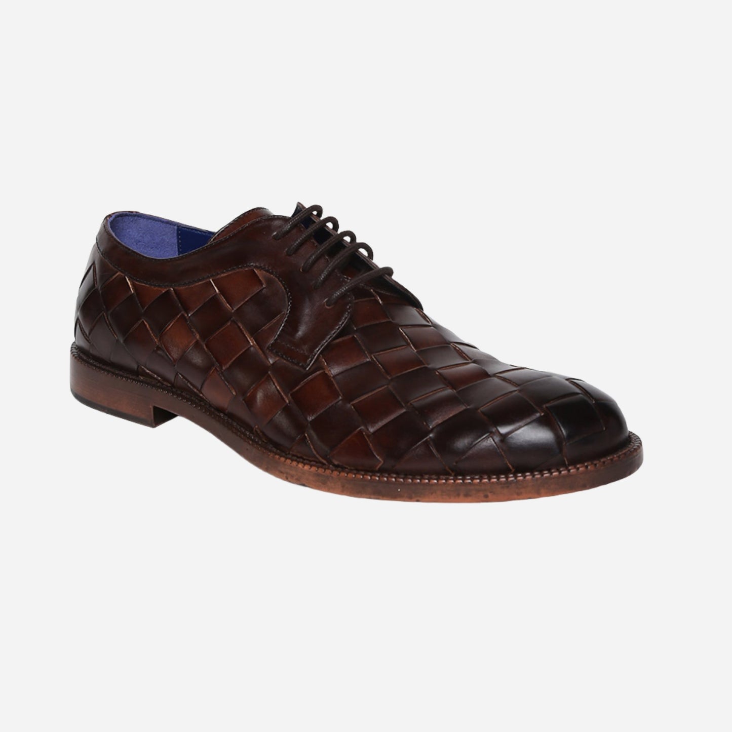 Masabih Genuine Leather Brown Inter Lacing Casual Derby Laceup Shoes For Men