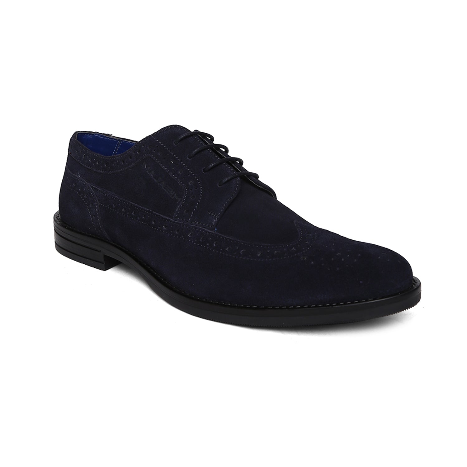 Masabih Suede Leather Navy Derby Laceup Shoes For Men