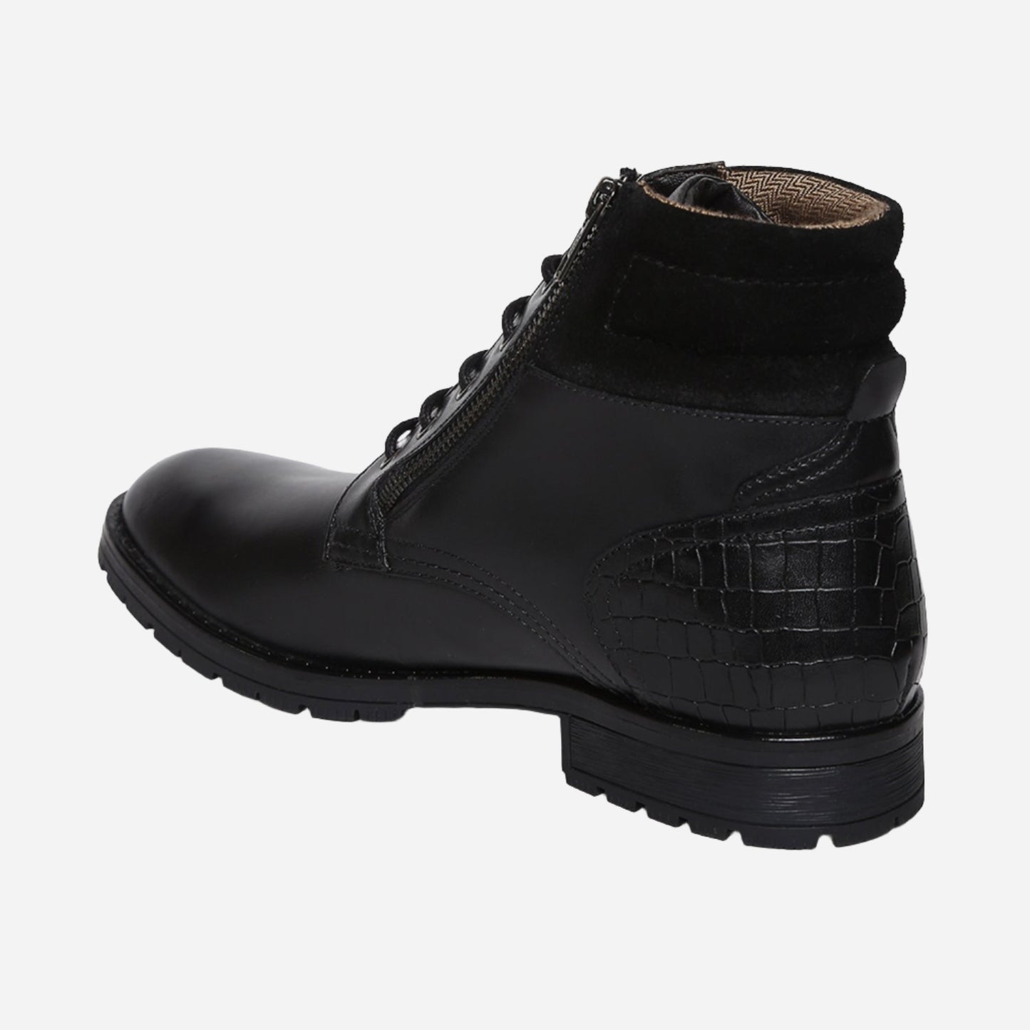 Masabih Genuine Leather Black Ankle Zipper Boots for Men