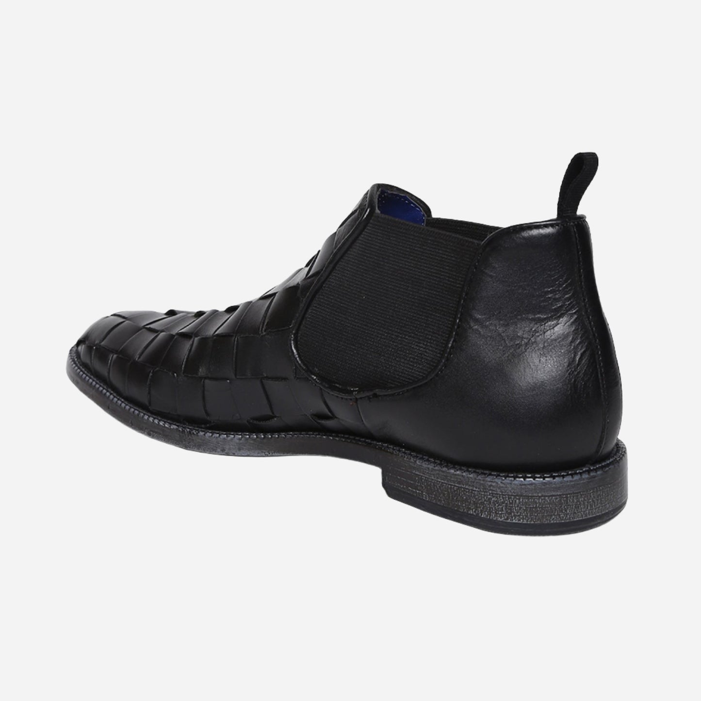 Masabih Genuine Leather Black Braided Chelsea Boots for Men