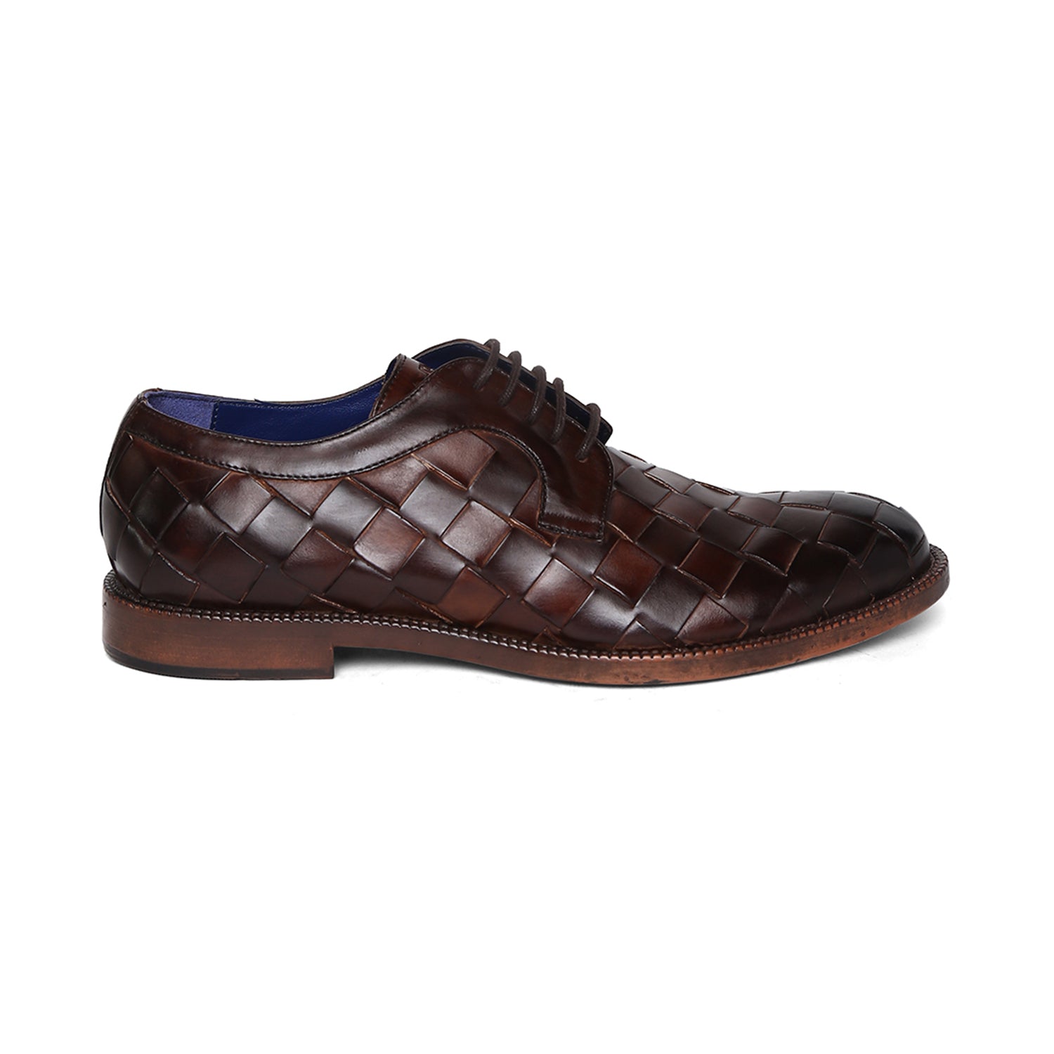Masabih Genuine Leather Brown Inter Lacing Casual Derby Laceup Shoes For Men