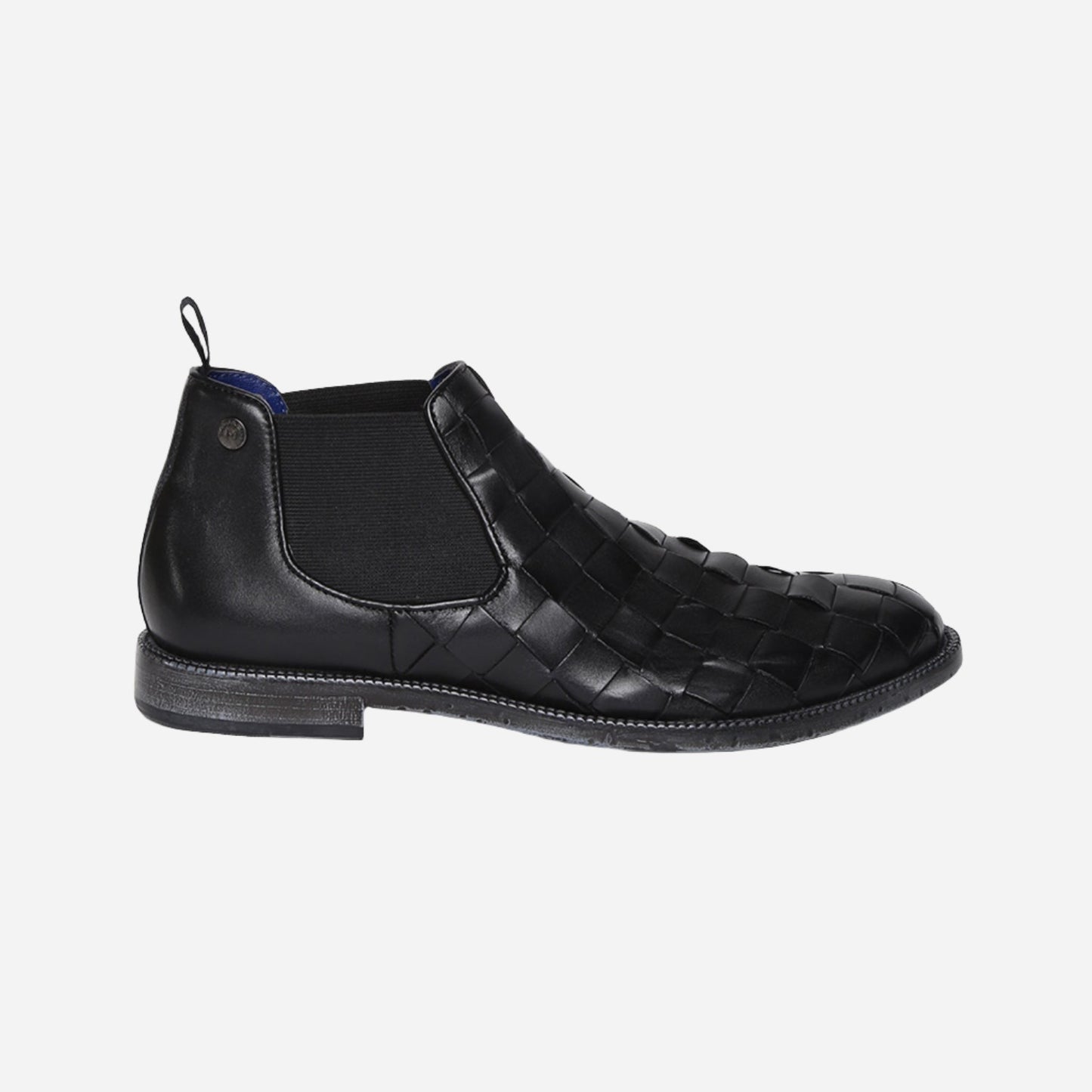 Masabih Genuine Leather Black Braided Chelsea Boots for Men