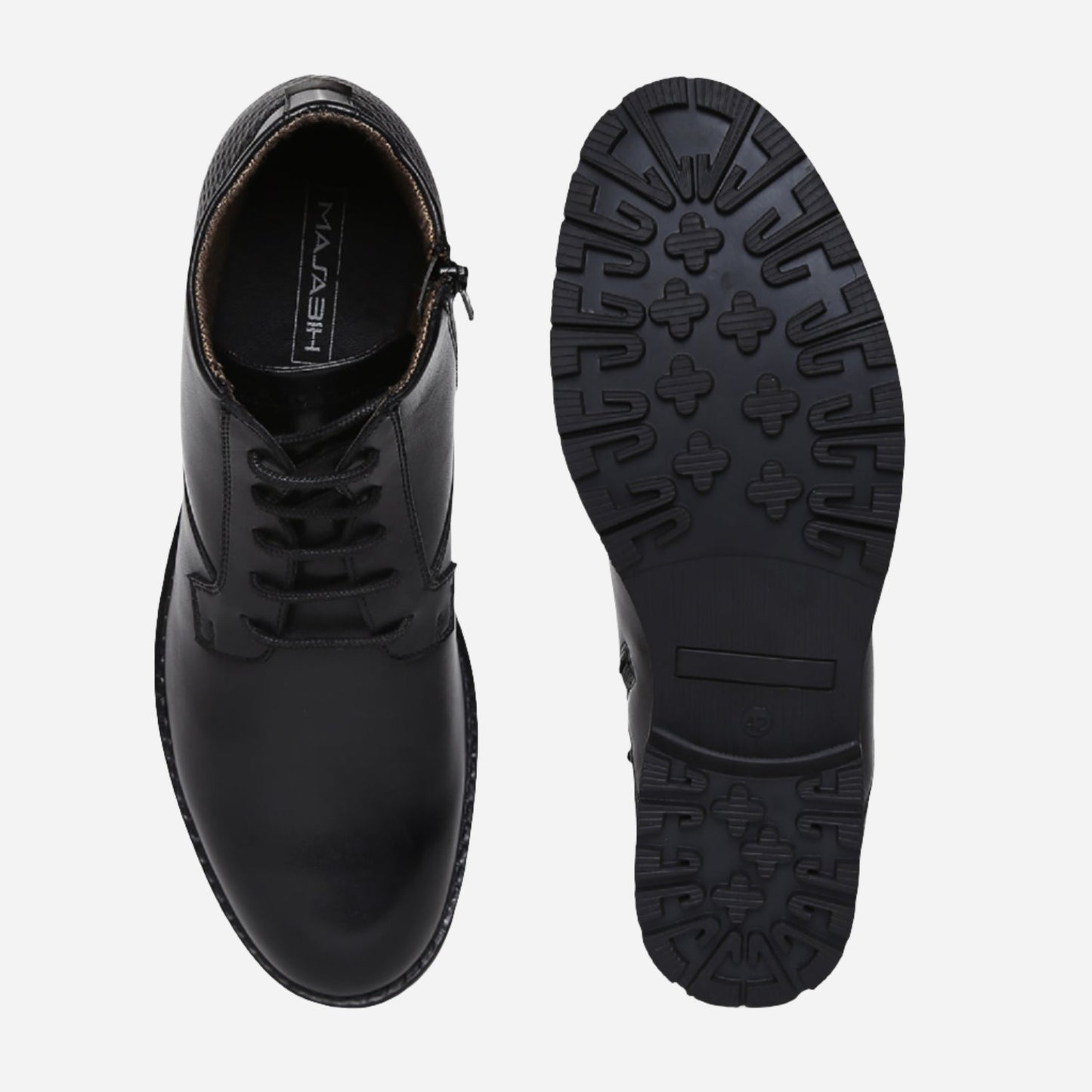 Ankle Length Genuine Leather Black Chukka Laceup Boots For Men