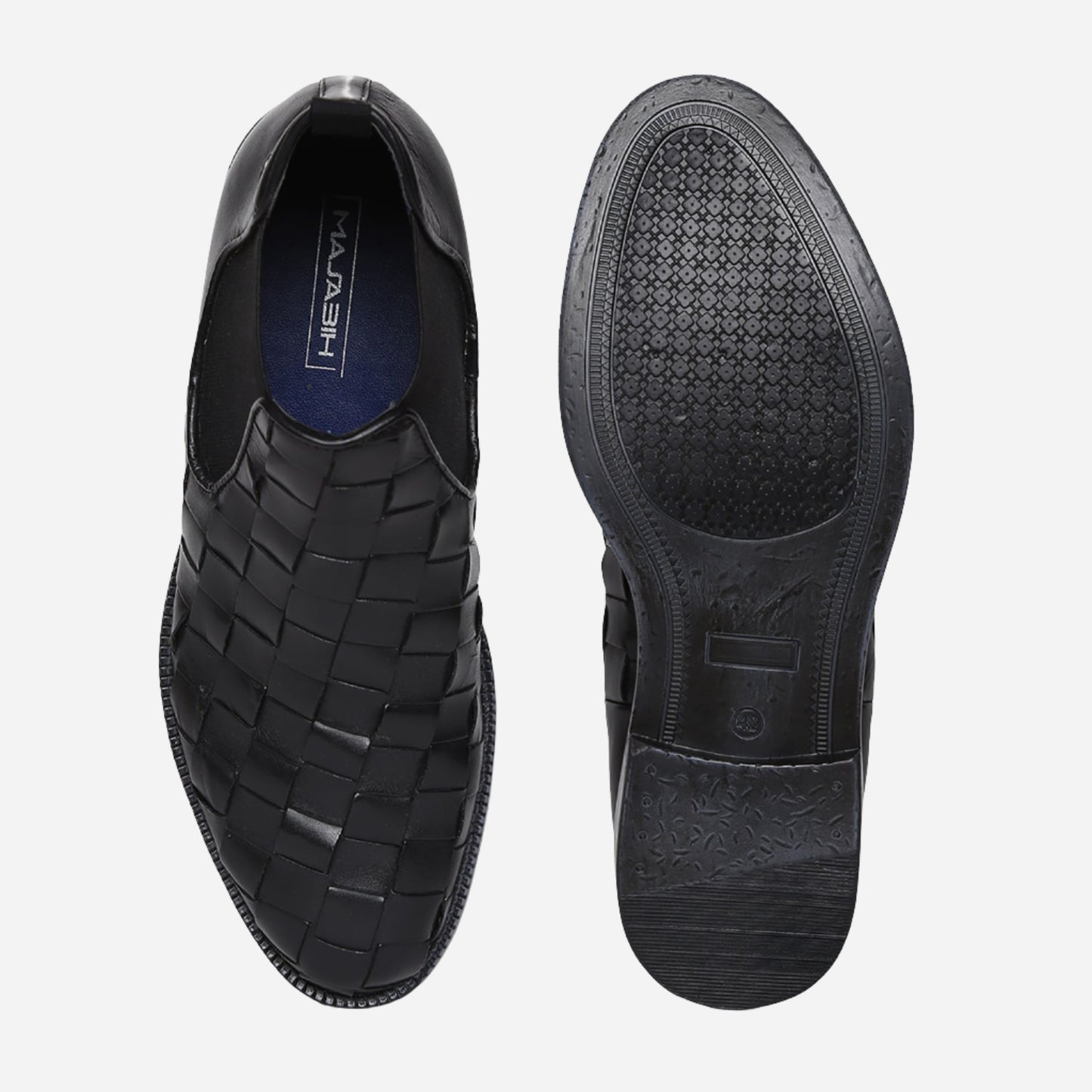 Masabih Genuine Leather Black Braided Chelsea Boots for Men