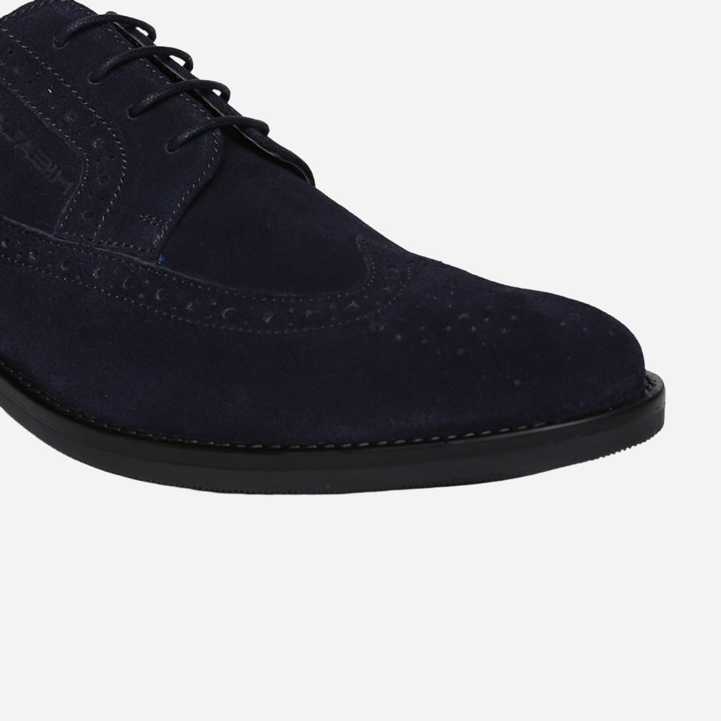 Masabih Suede Leather Navy Derby Laceup Shoes For Men