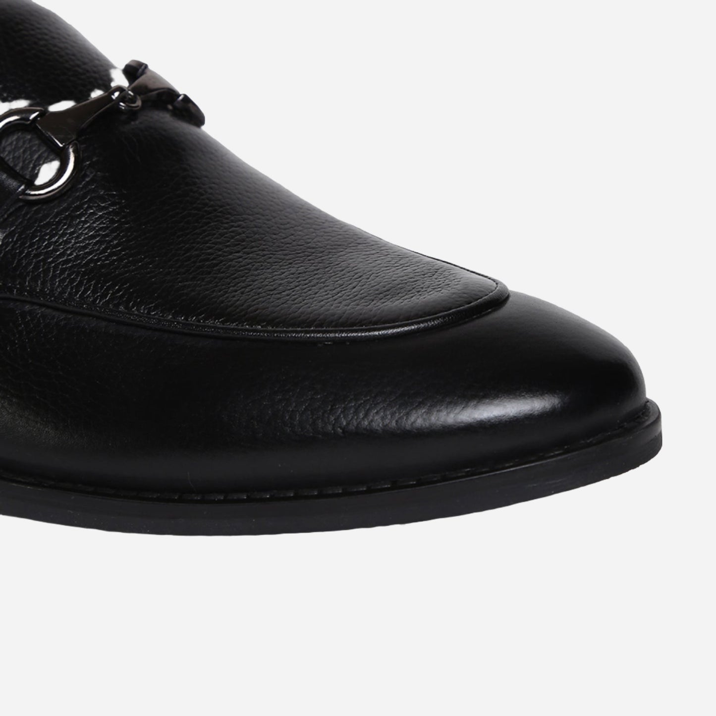 Masabih Genuine Milled Leather Black Loafer Slipon Shoes for Men