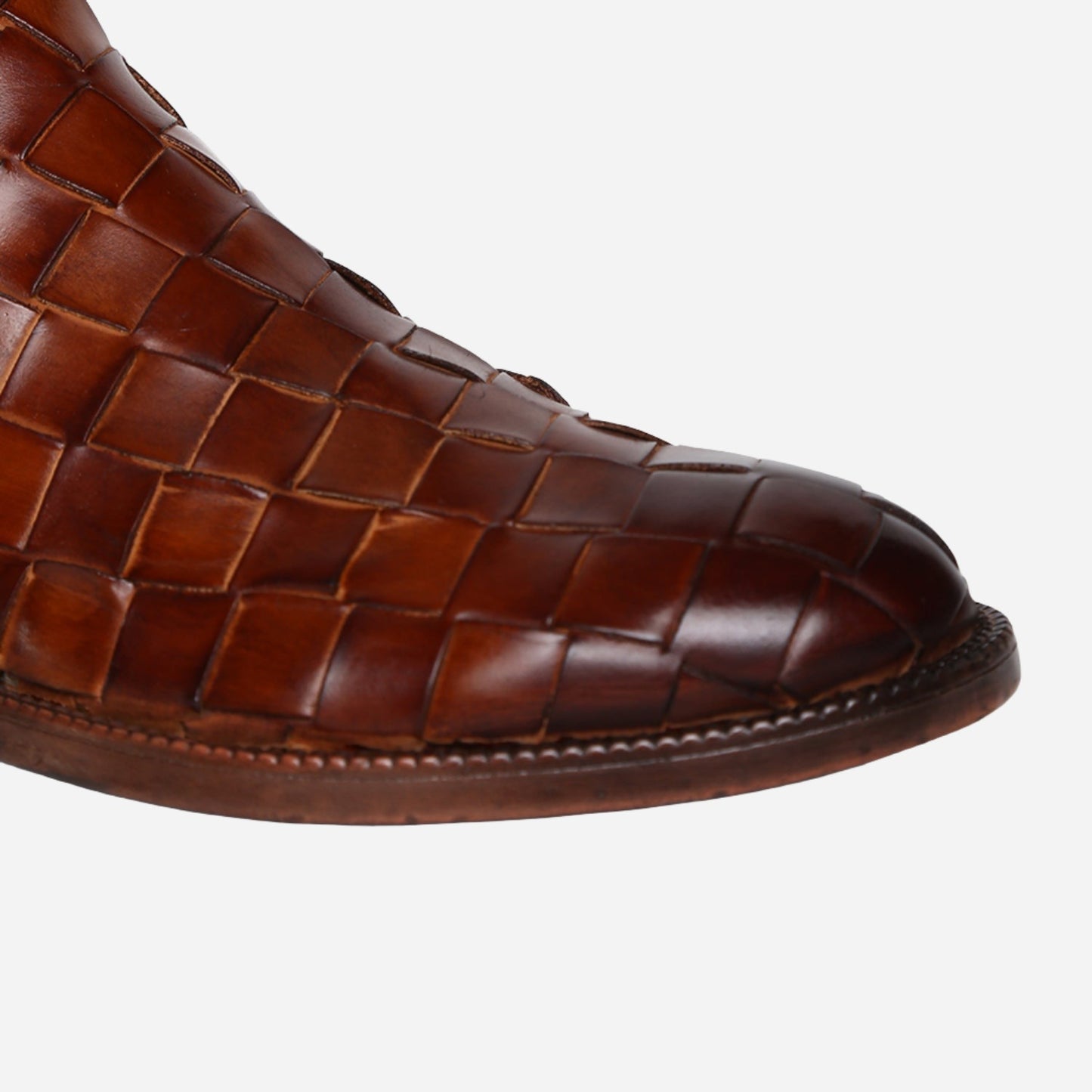 Masabih Genuine Leather Tan Braided Chelsea Boots for Men