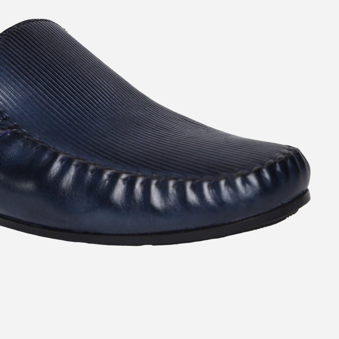 Masabih Genuine Leather Navy Mocassin Shoes with Flat Sole for Men