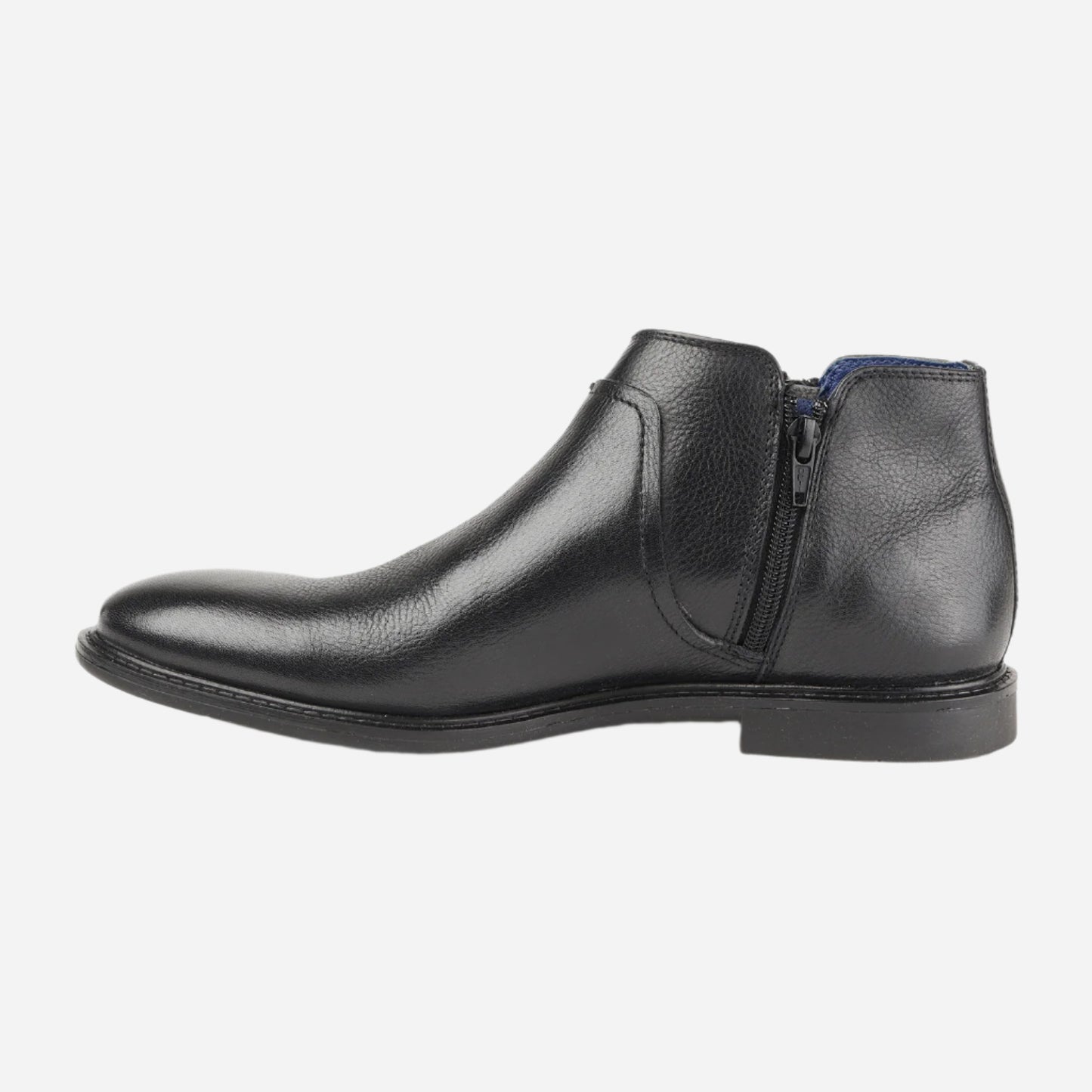 Masabih Genuine Leather Black Biker Ankle Zipper Boots for Men