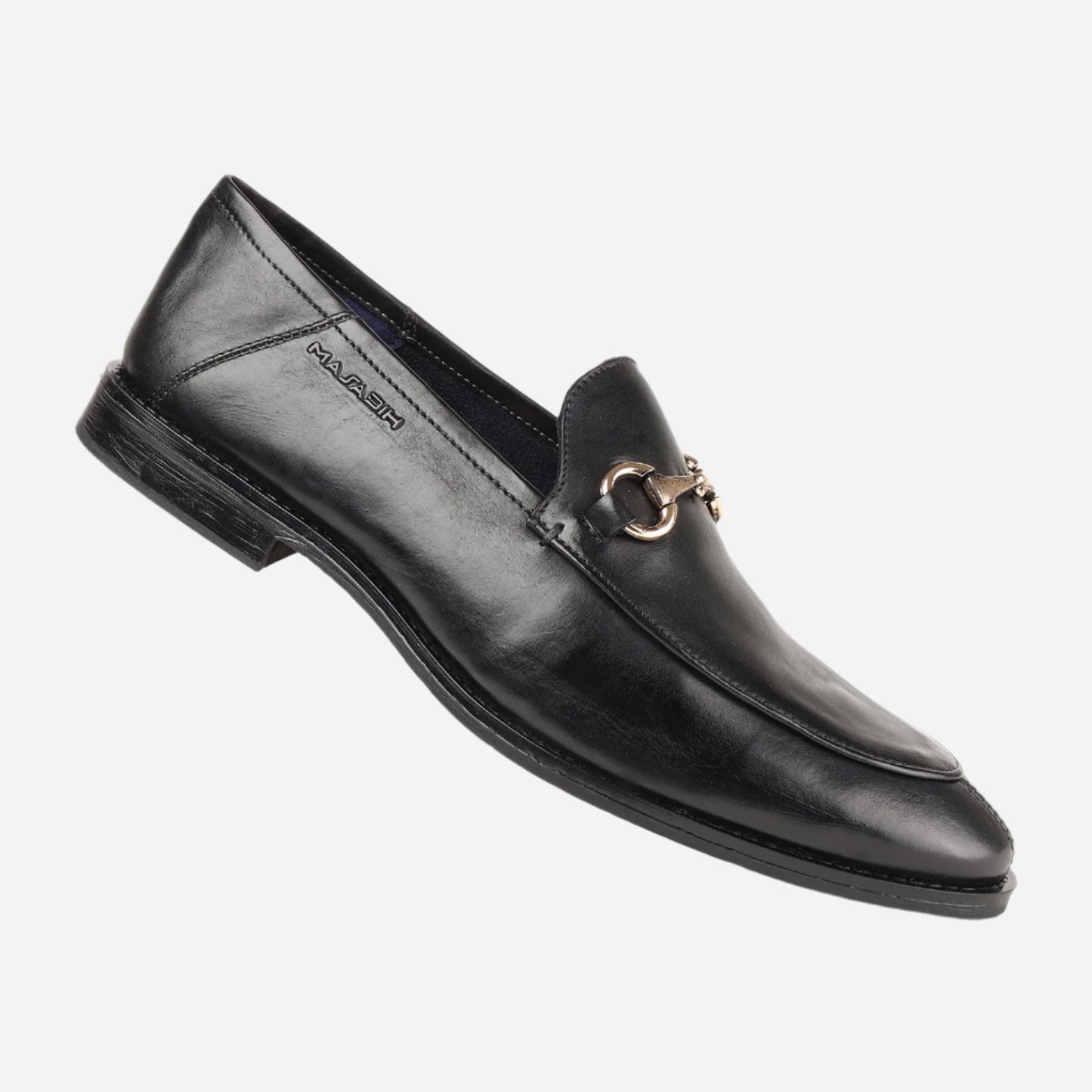 Masabih Genuine Leather Black Loafer Slipon Shoes for Men