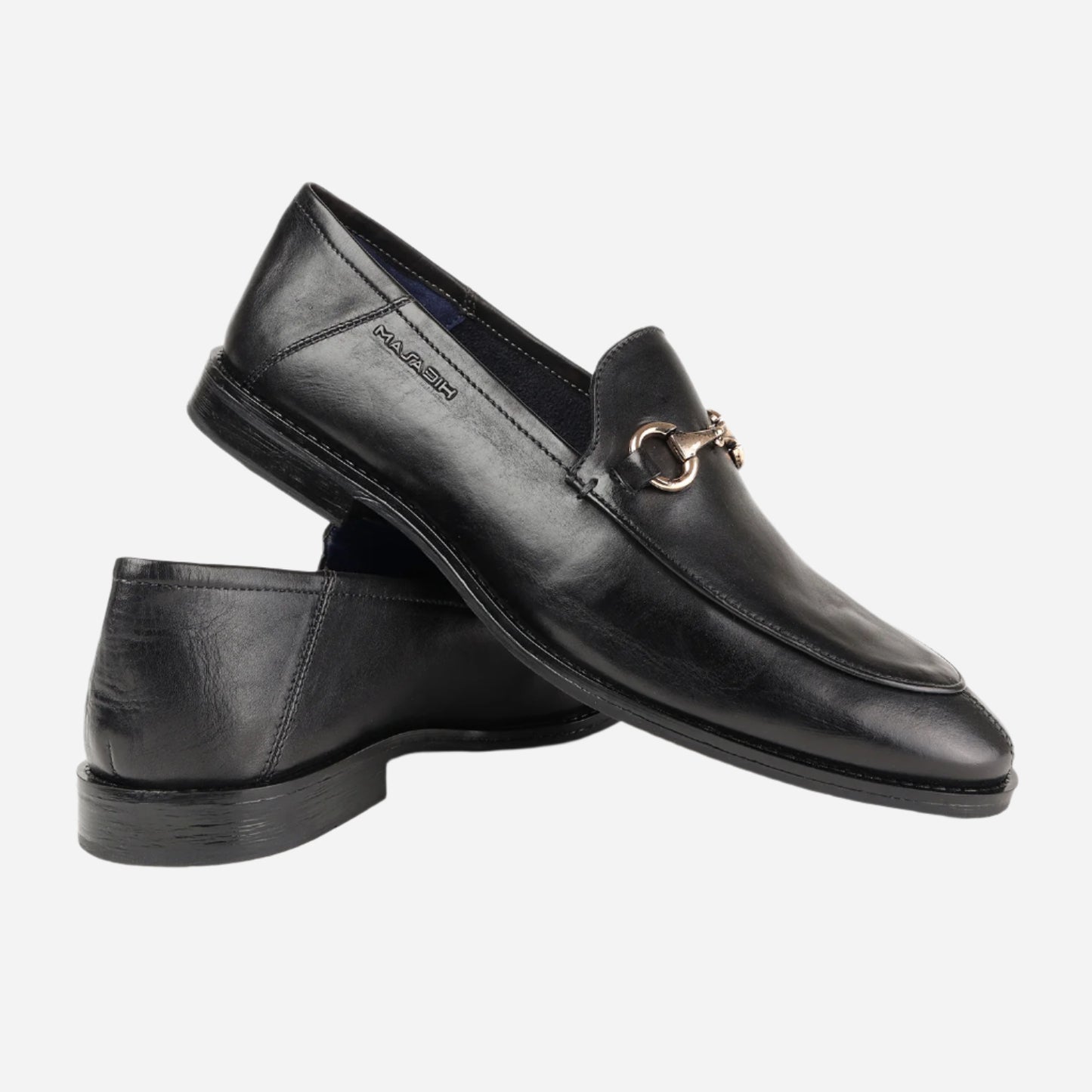 Masabih Genuine Leather Black Loafer Slipon Shoes for Men