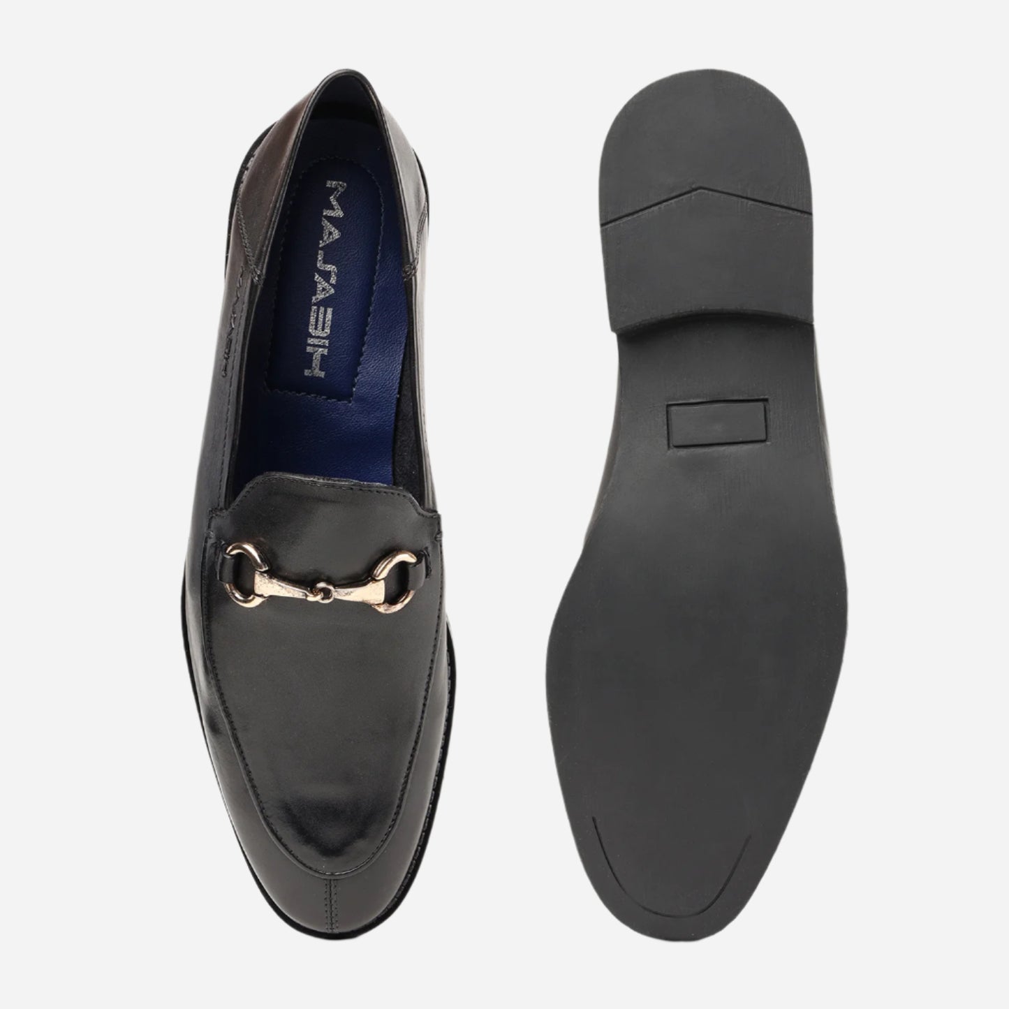 Masabih Genuine Leather Black Loafer Slipon Shoes for Men