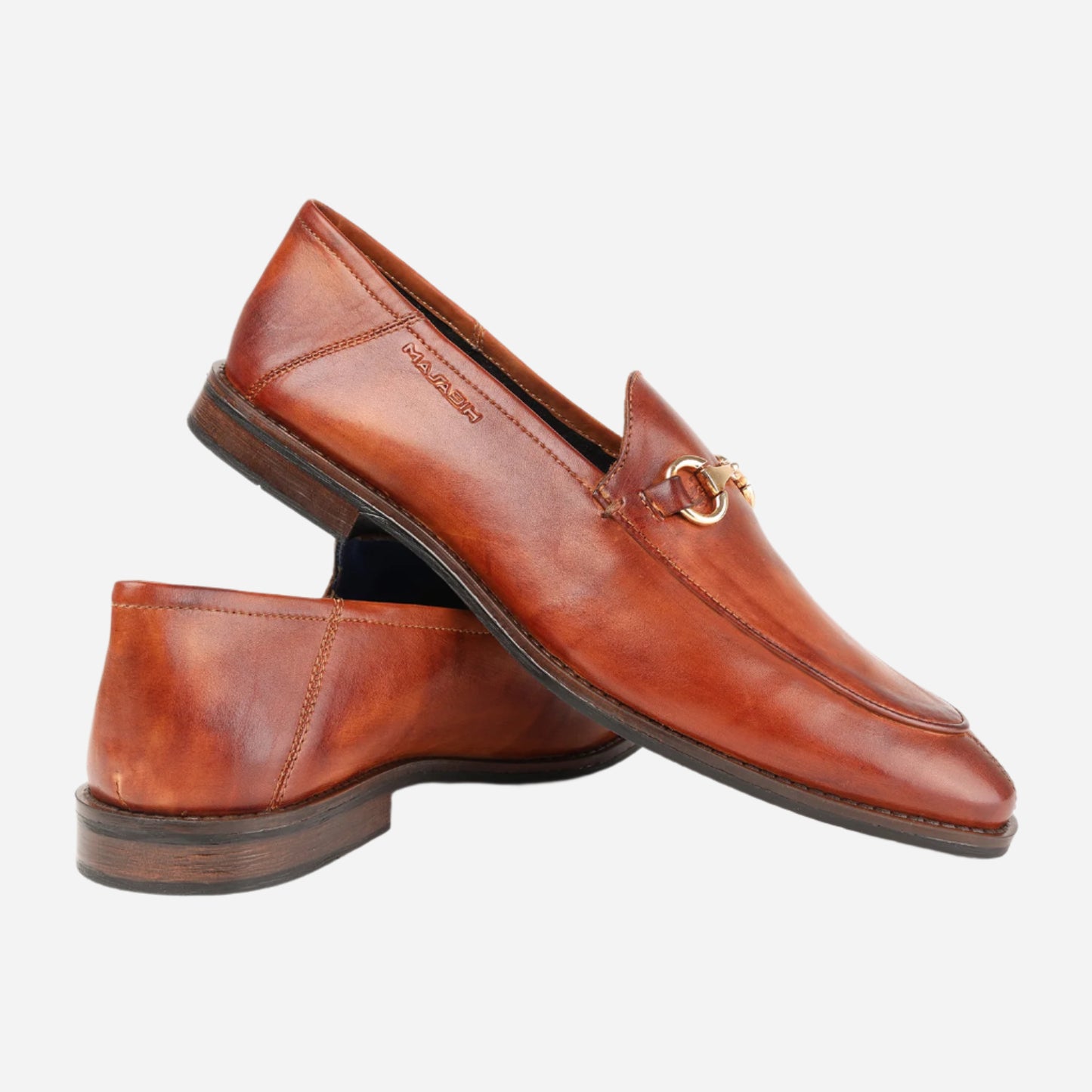 Masabih Genuine Leather Tan Loafer Slipon Shoes for Men