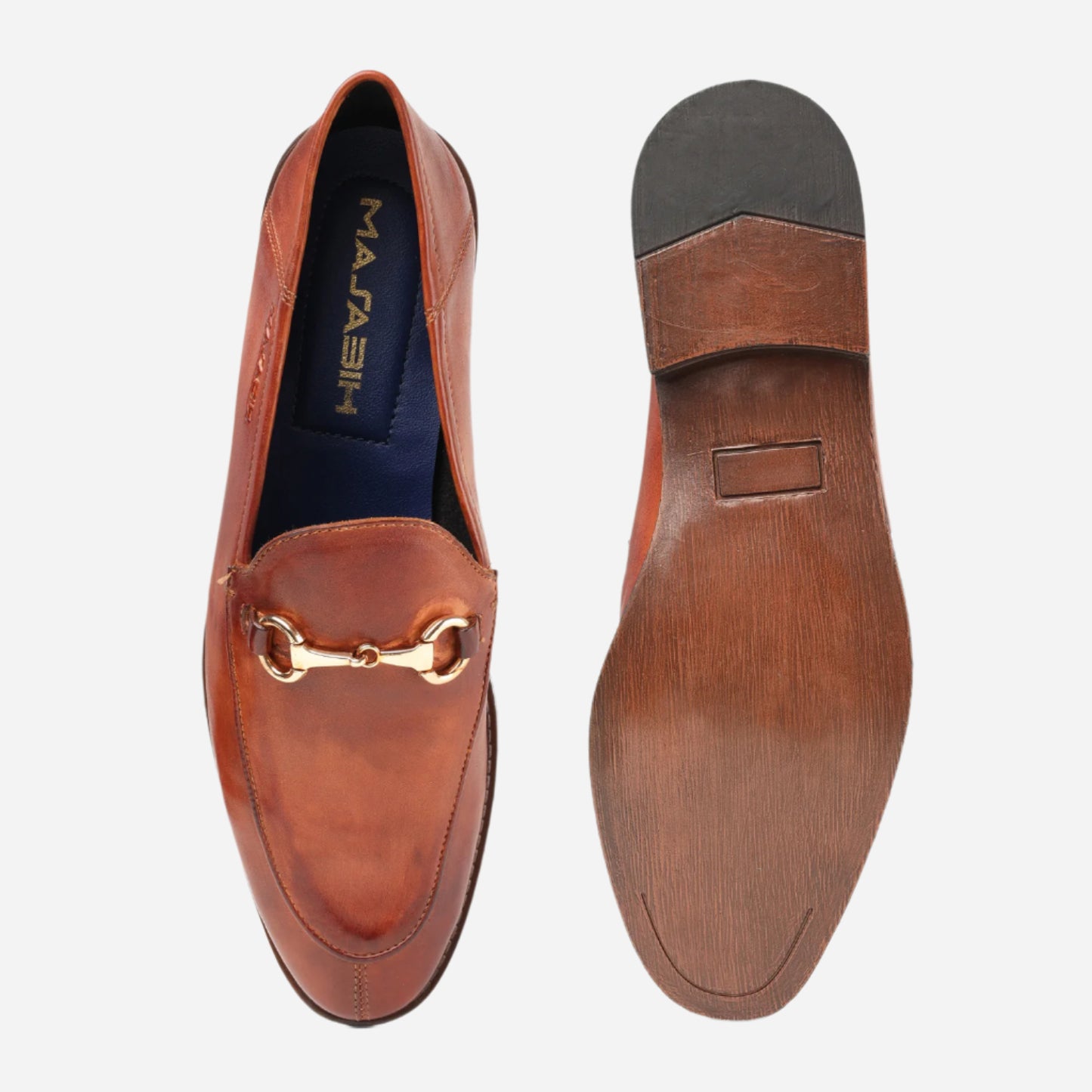 Masabih Genuine Leather Tan Loafer Slipon Shoes for Men