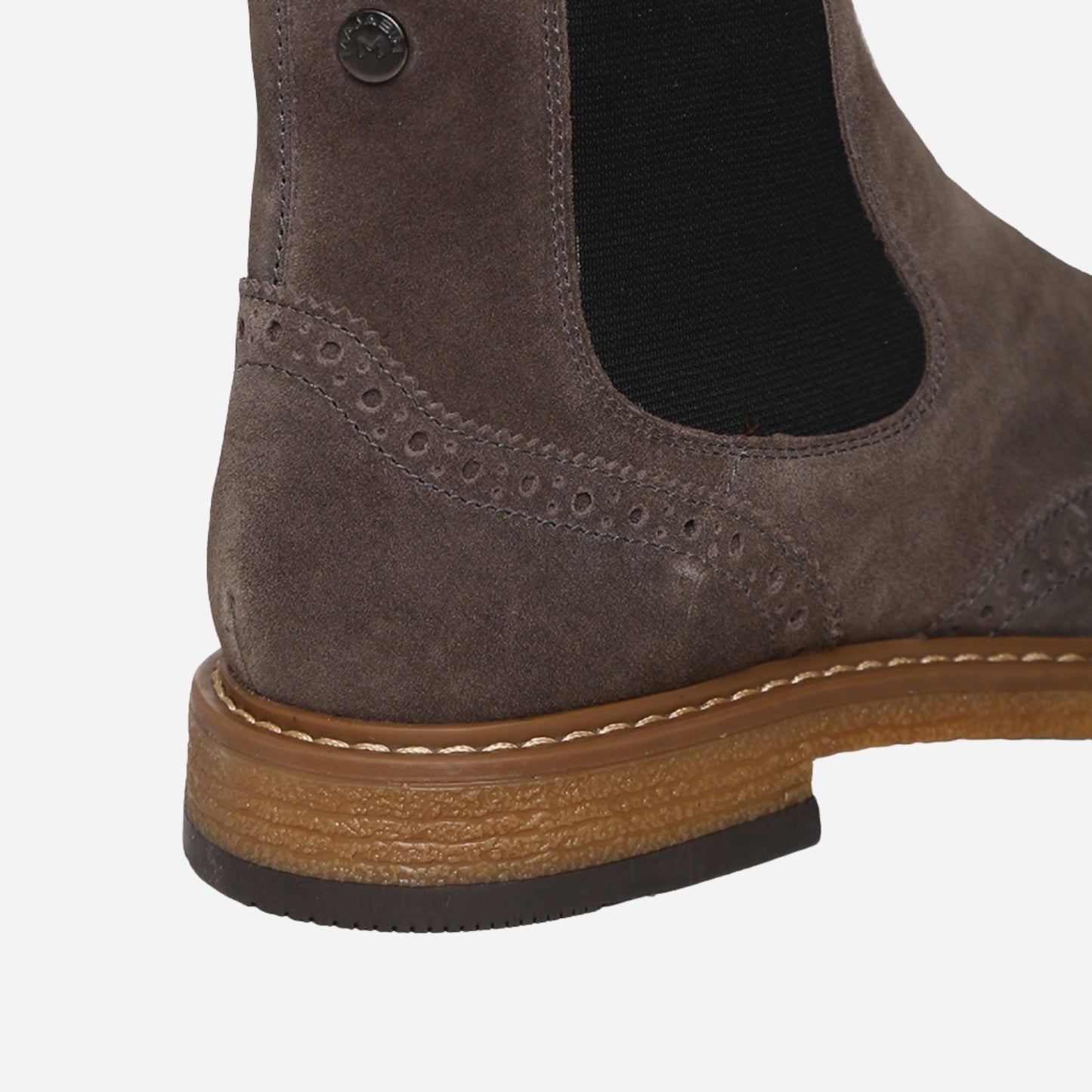 Grey Genuine Suede Leather Chelsea Elastic Brogue Boots For Men