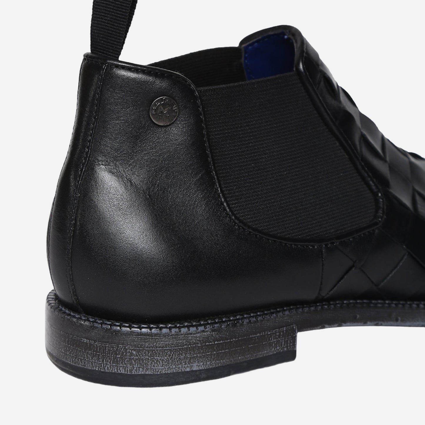 Masabih Genuine Leather Black Braided Chelsea Boots for Men