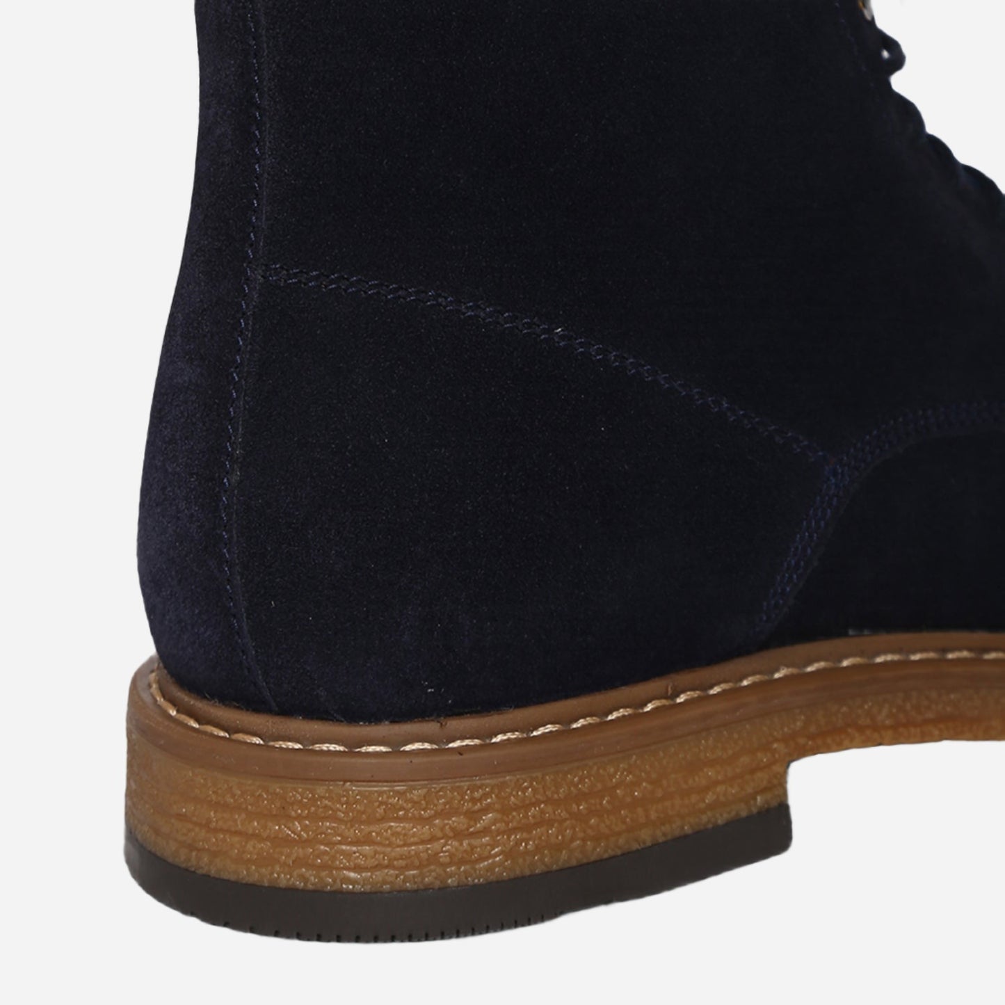 Navy Genuine Suede Leather Laceup Boots For Men With Zip Fastening