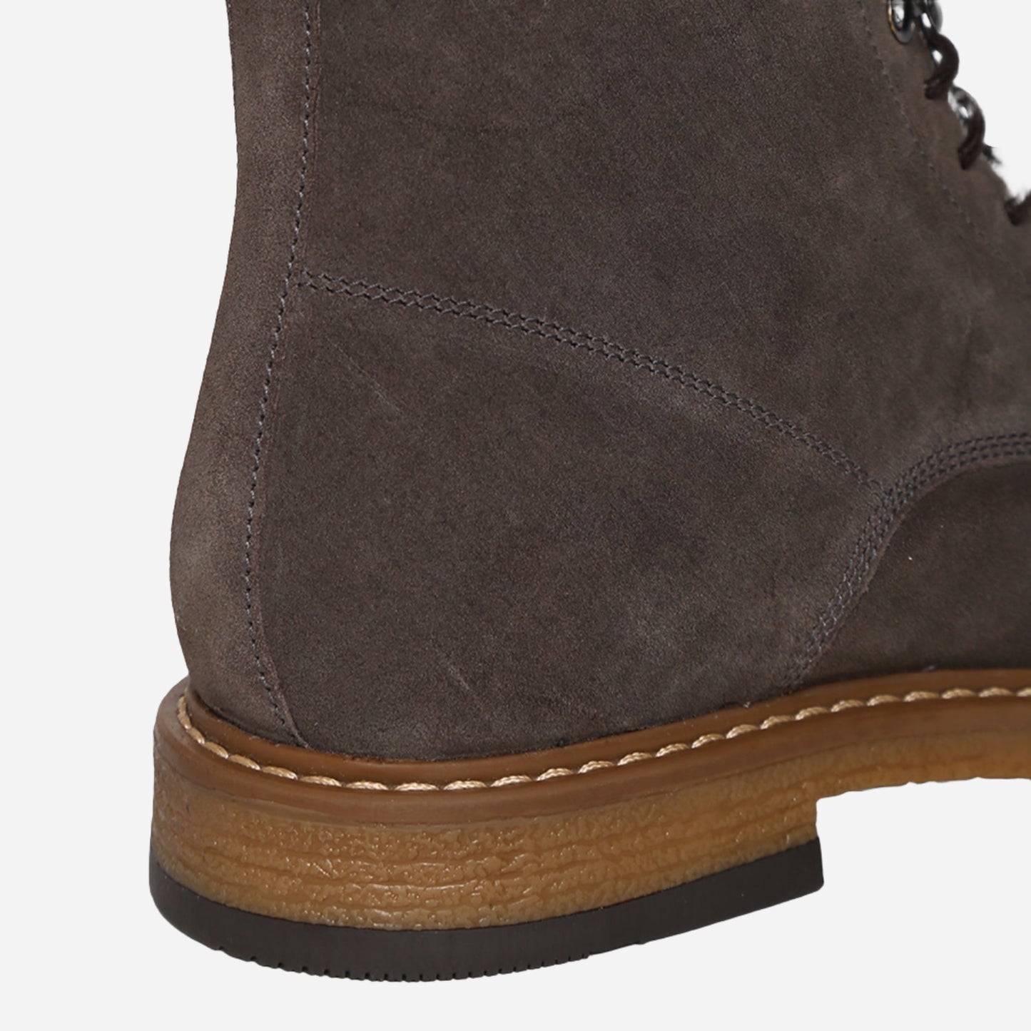 Grey Genuine Suede Leather Laceup Boots For Men With Zip Fastening