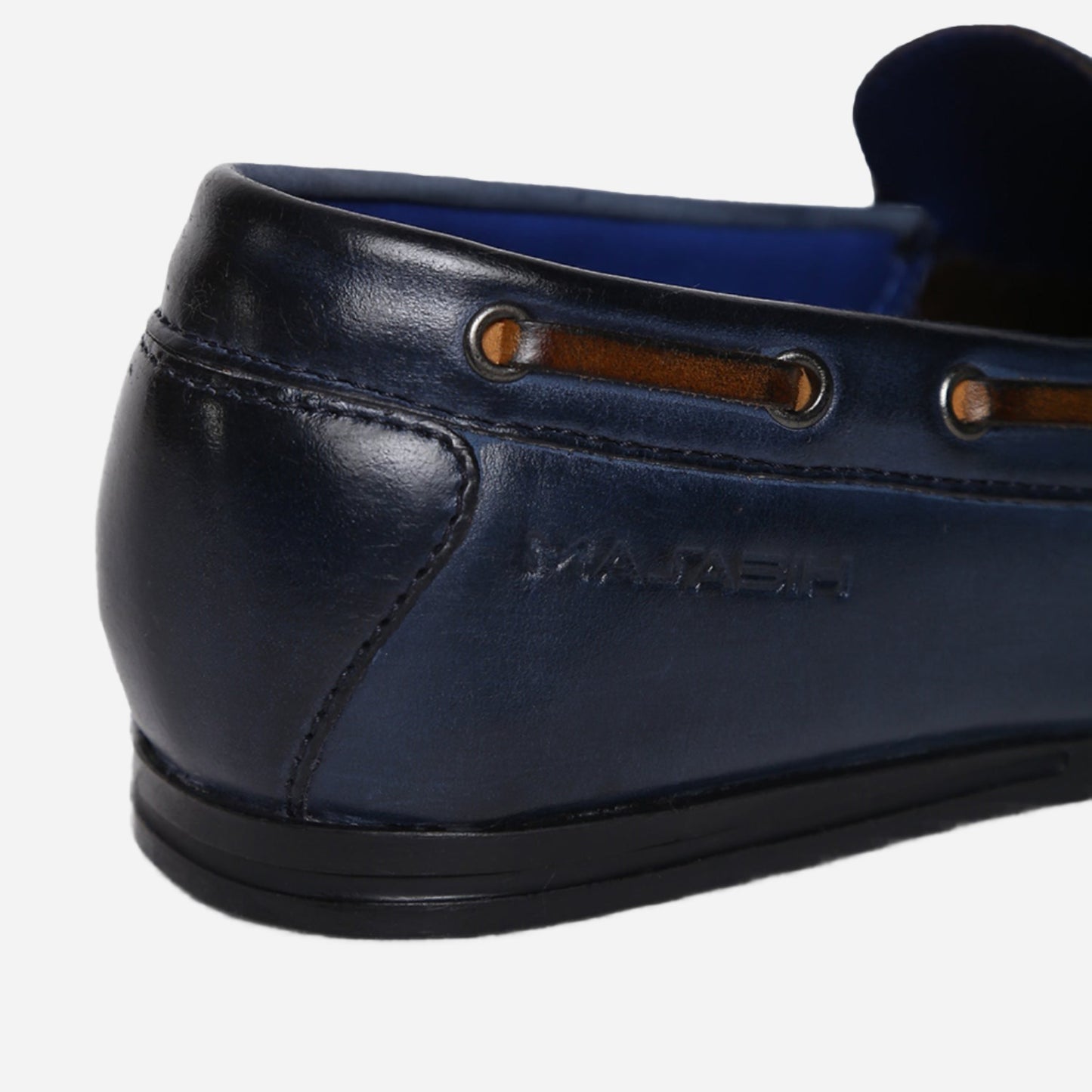 Masabih Genuine Leather Navy Mocassin Shoes with Flat Sole for Men