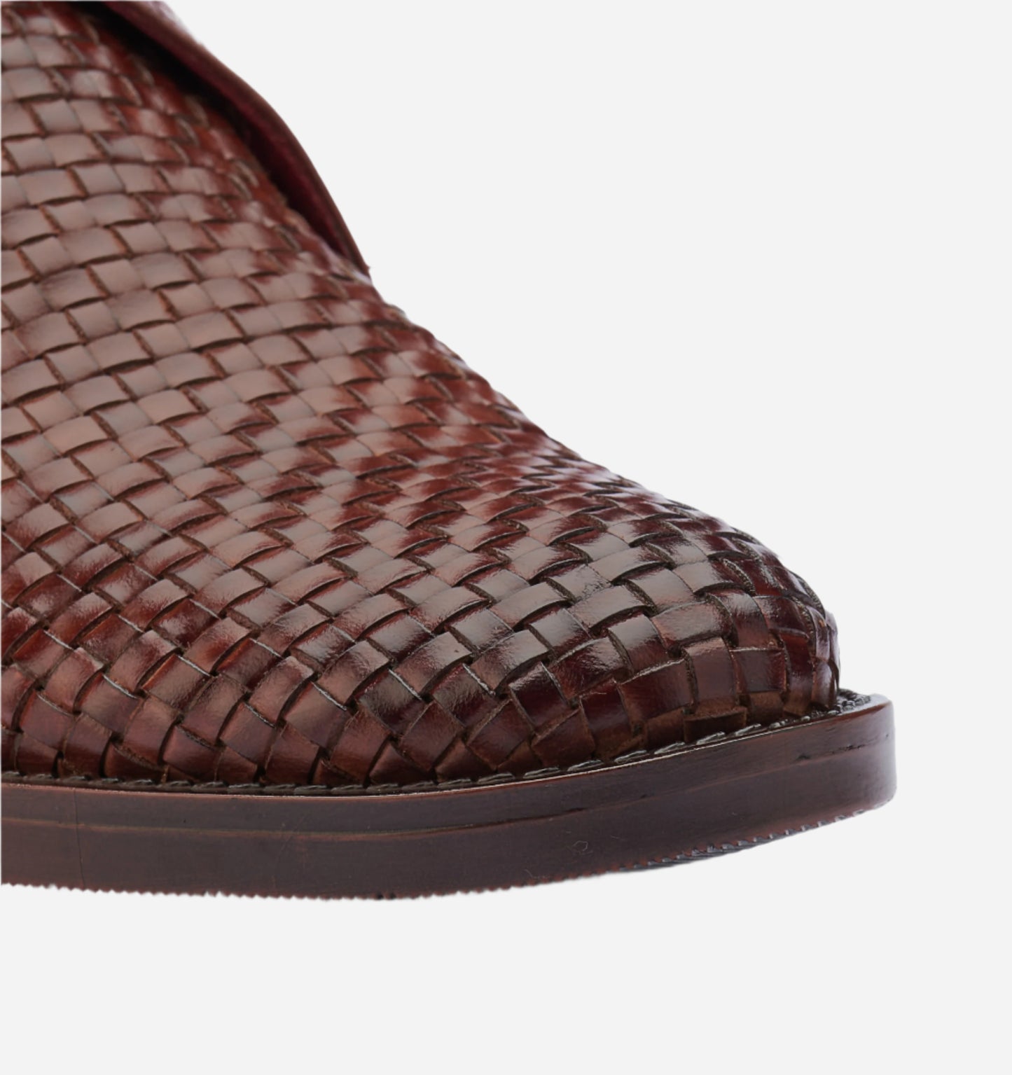 Masabih Genuine Braided Leather Tan Single Buckle Monk Shoes For Men