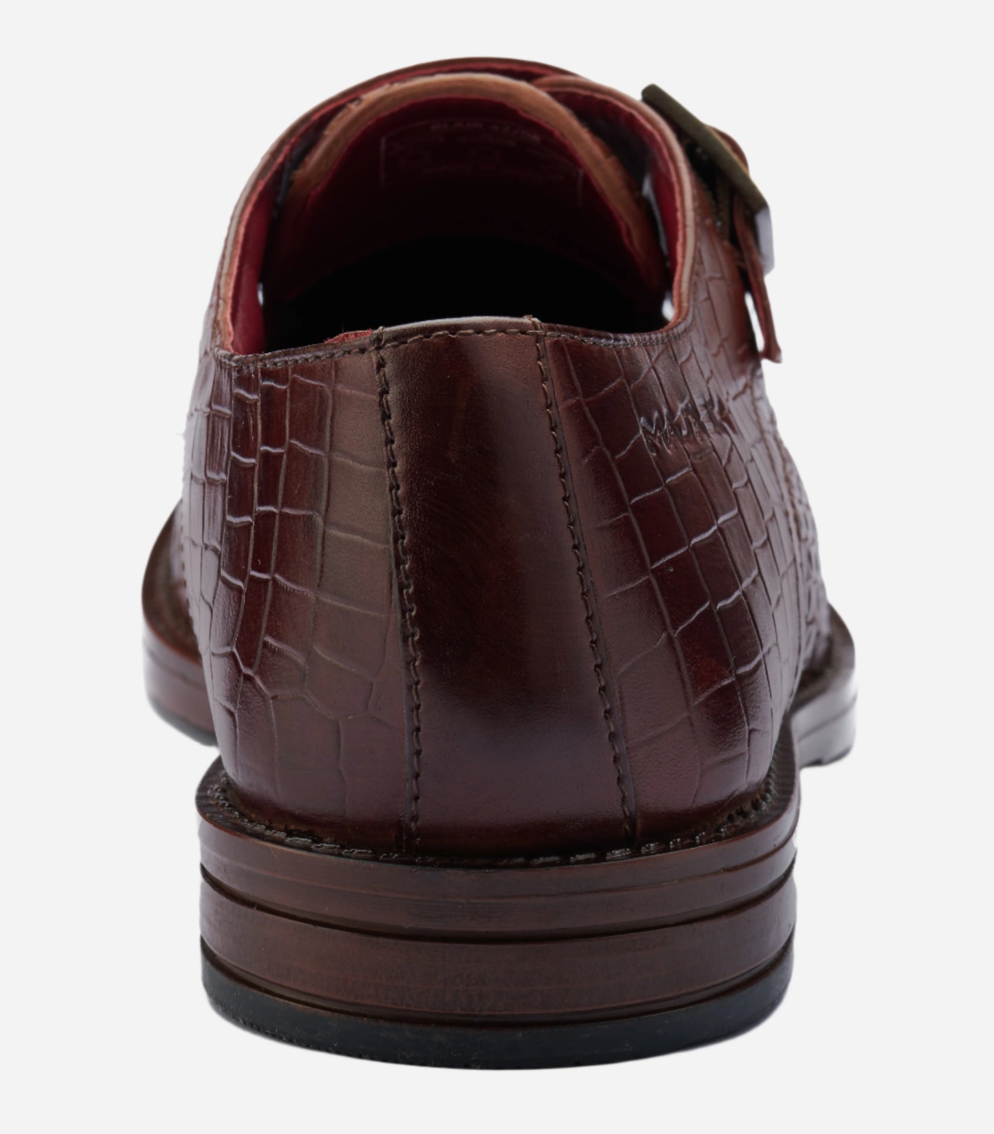 Masabih Genuine Braided Leather Tan Single Buckle Monk Shoes For Men
