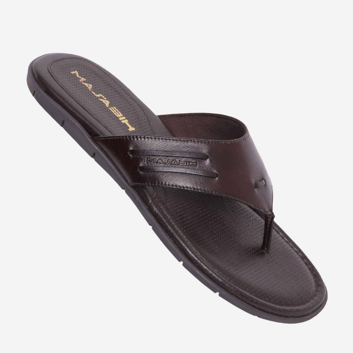 MASABIH Geniune Leather Soft I Print Brown Color modern thong sandals for Mens