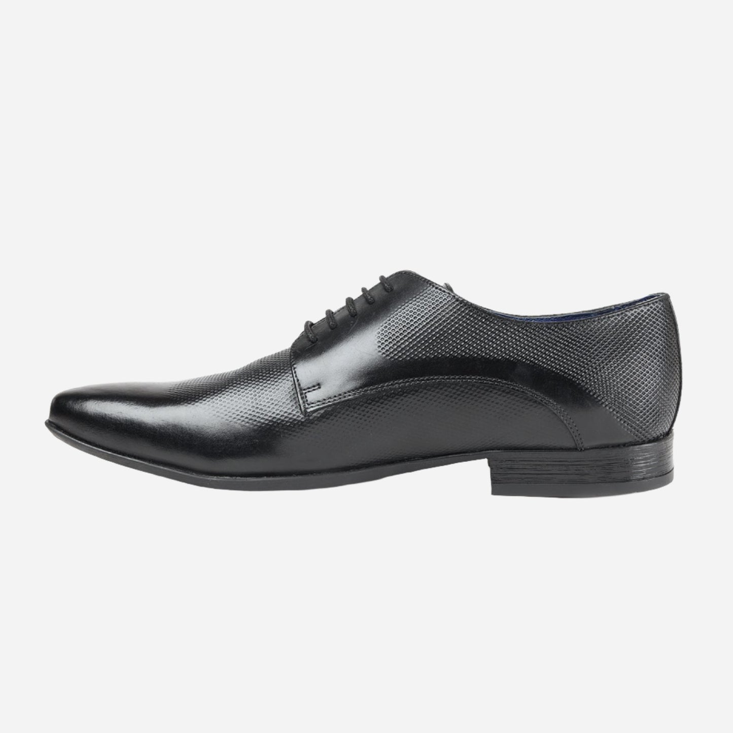 MASABIH GENUINE LEATHER BLACK DERBY LACEUP SHOES FOR MEN