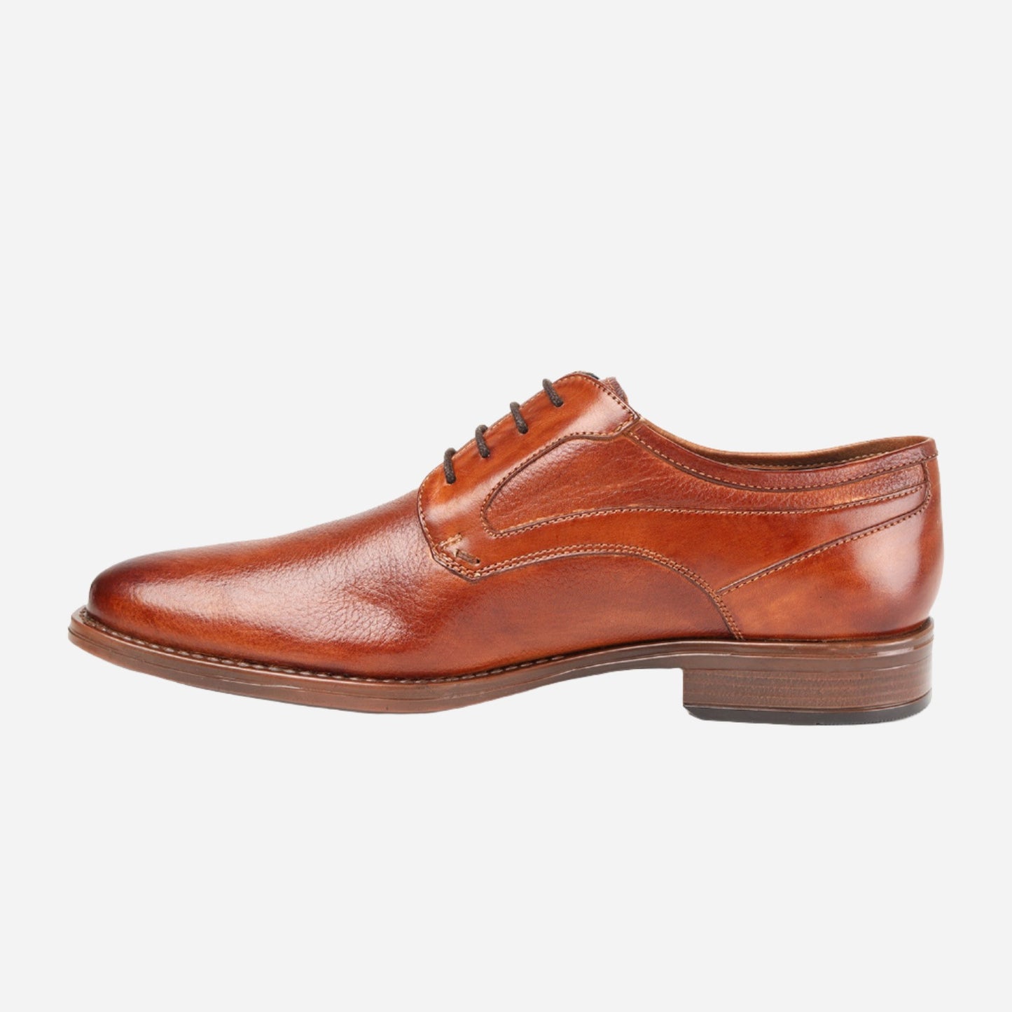 MASABIH GENUINE MILLED TAN LEATHER DERBY LACE UP SHOES FOR MEN