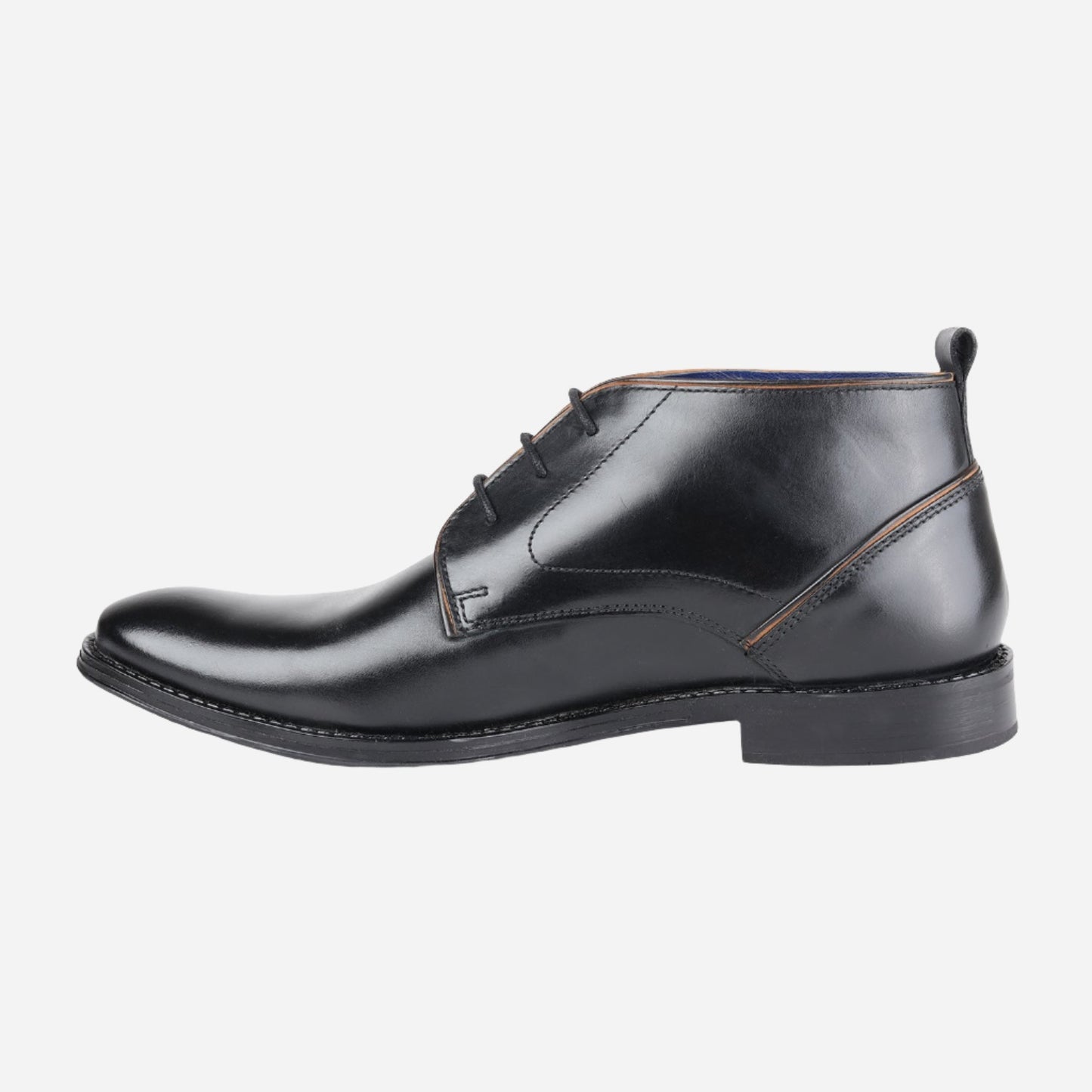 MASABIH GENUINE LEATHER BLACK CHUKKA LACEUP BOOTS FOR MEN