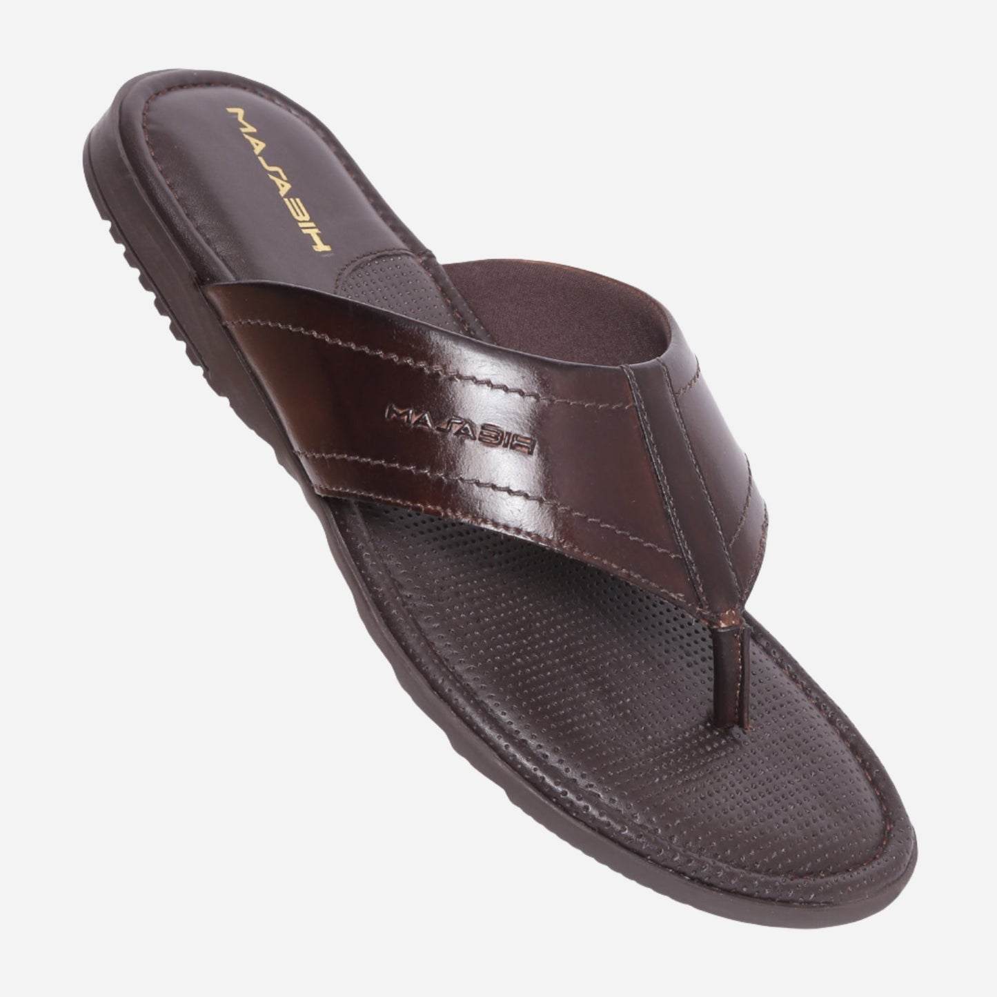 MASABIH Geniune Leather Soft Brown Color modern java thong sandals for Mens