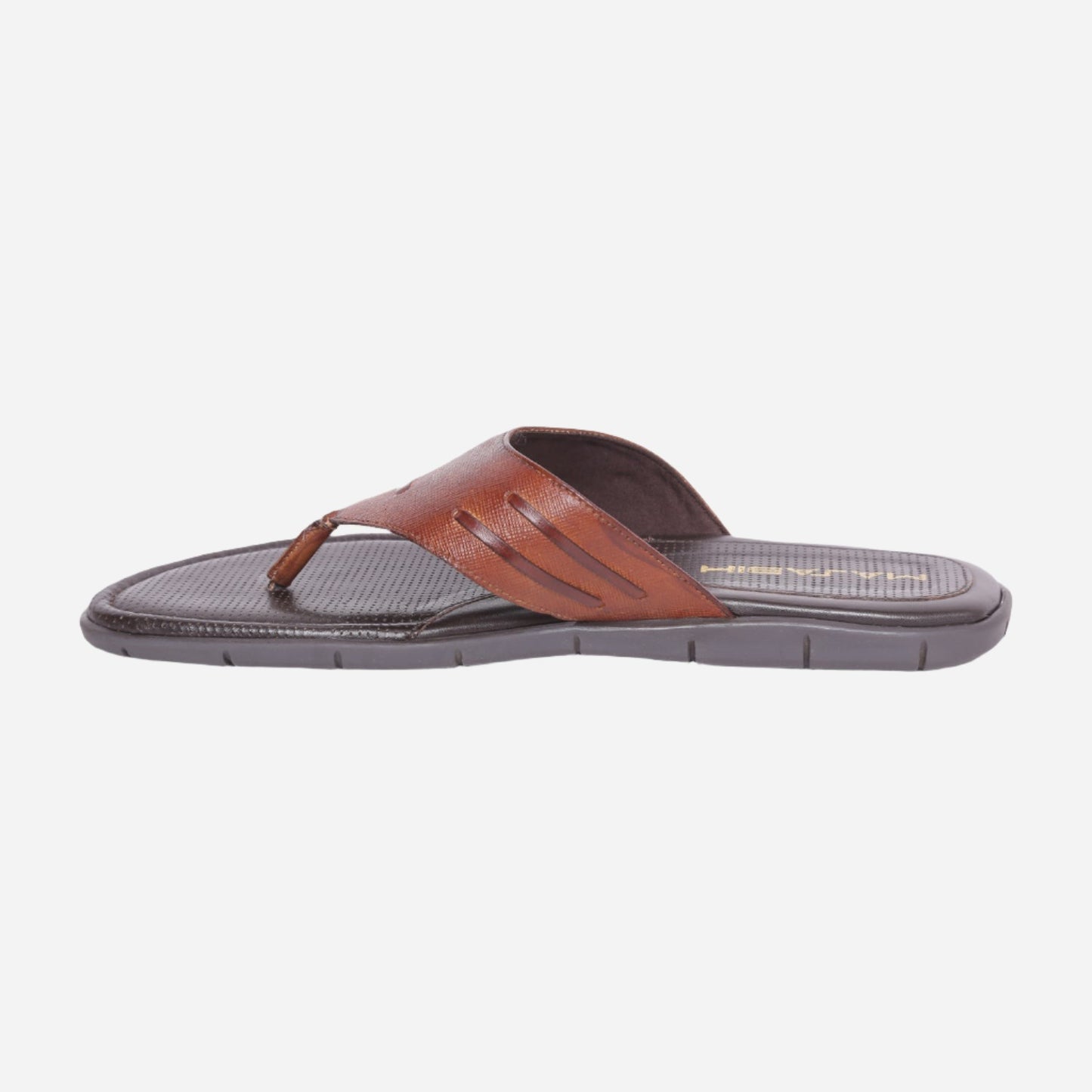 MASABIH Geniune Leather Soft I Print Tan Color modern thong sandals for Mens