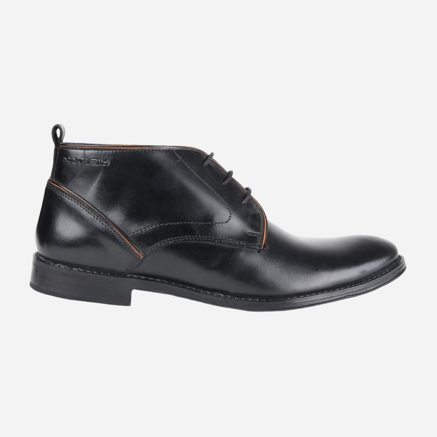 MASABIH GENUINE LEATHER BLACK CHUKKA LACEUP BOOTS FOR MEN