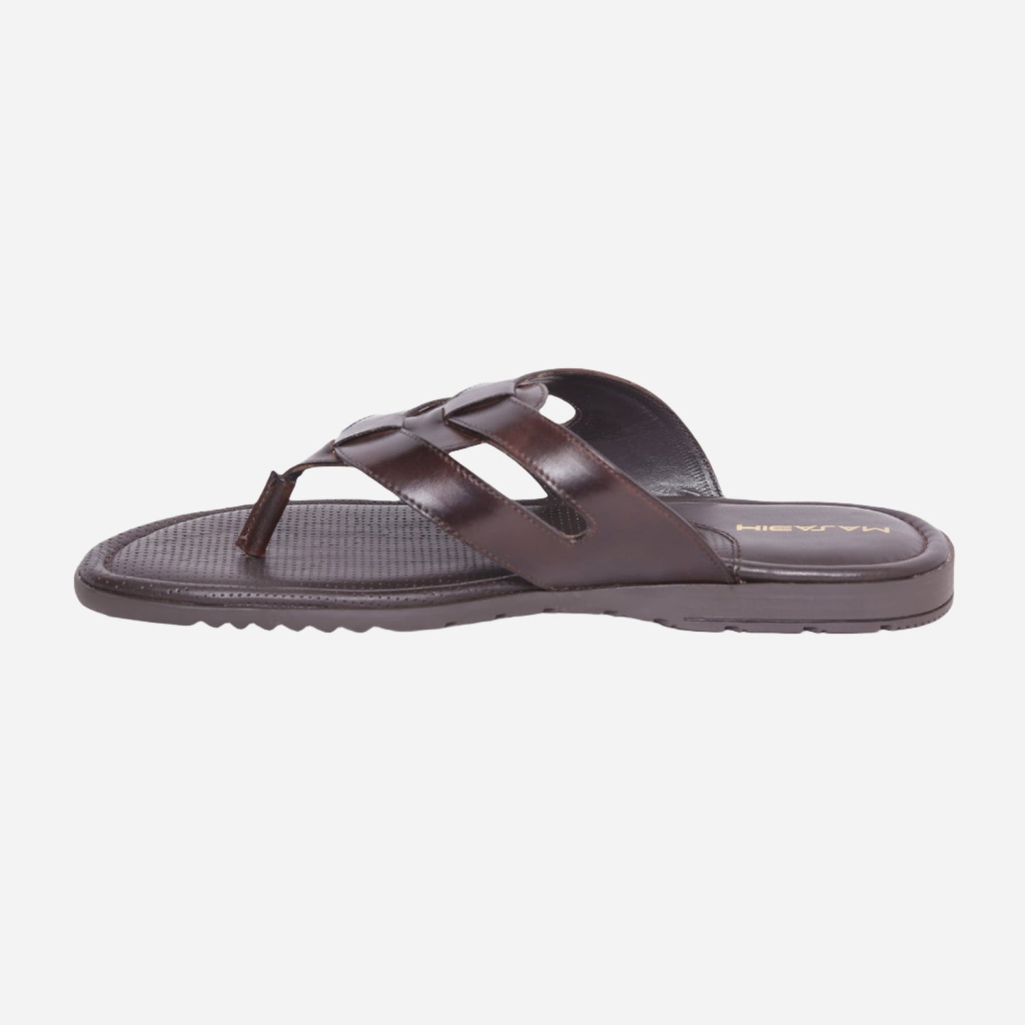 MASABIH Geniune Leather Soft Brown Color modern Strap thong sandals for Mens