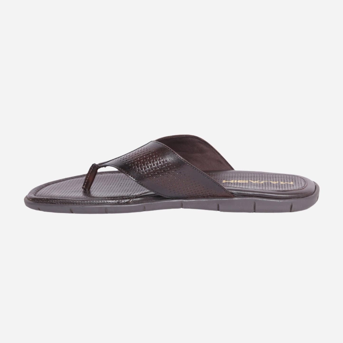 MASABIH Geniune Leather Soft Mesh Print Brown Color modern thong sandals for Mens