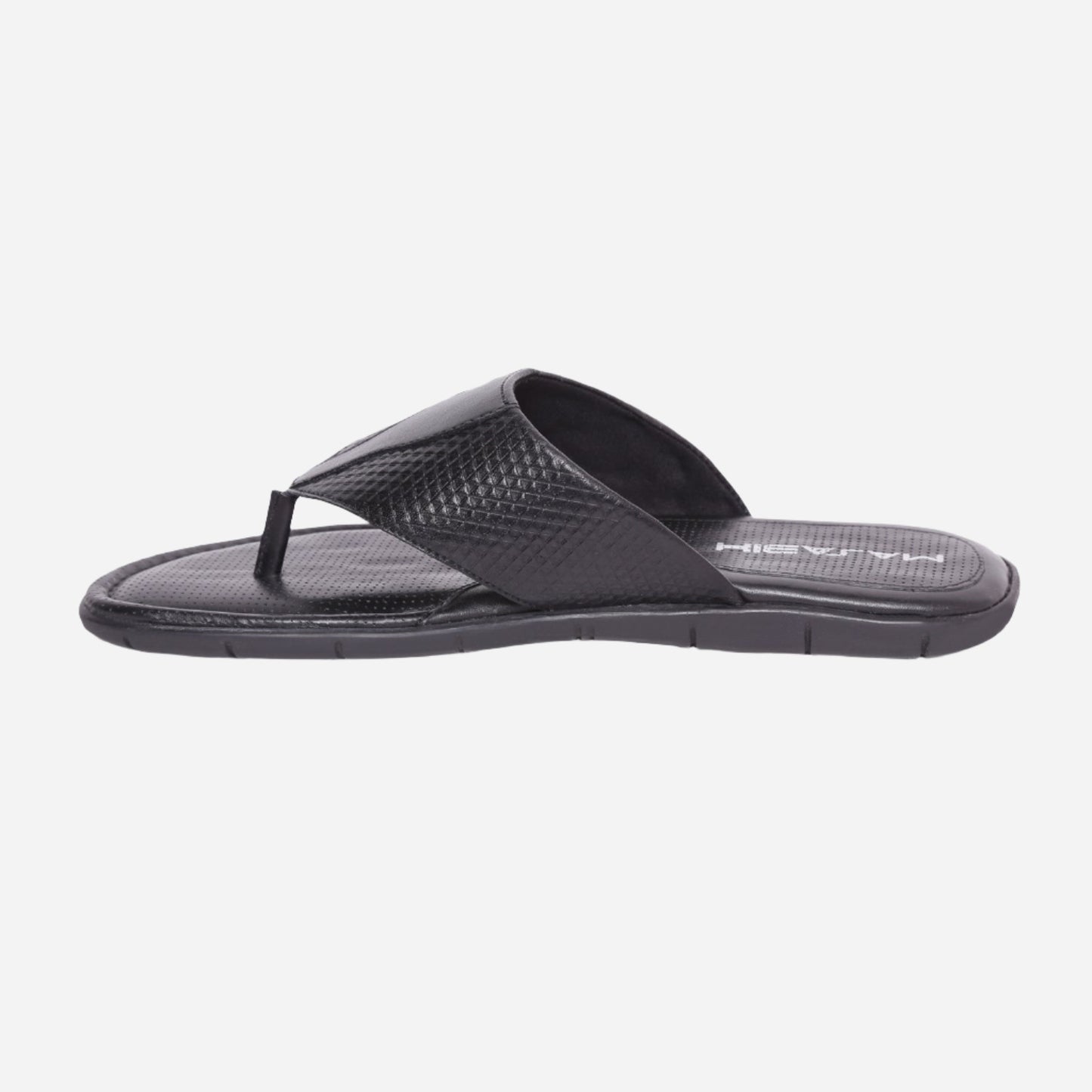 MASABIH Geniune Leather Soft Hexa Print Black Color modern thong sandals for Mens