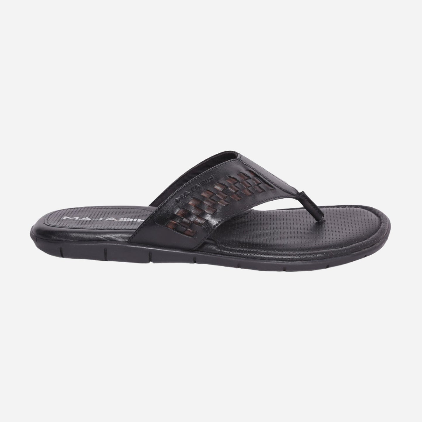 MASABIH Geniune Leather Soft Black / Navy Color modern lace thong sandals for Mens