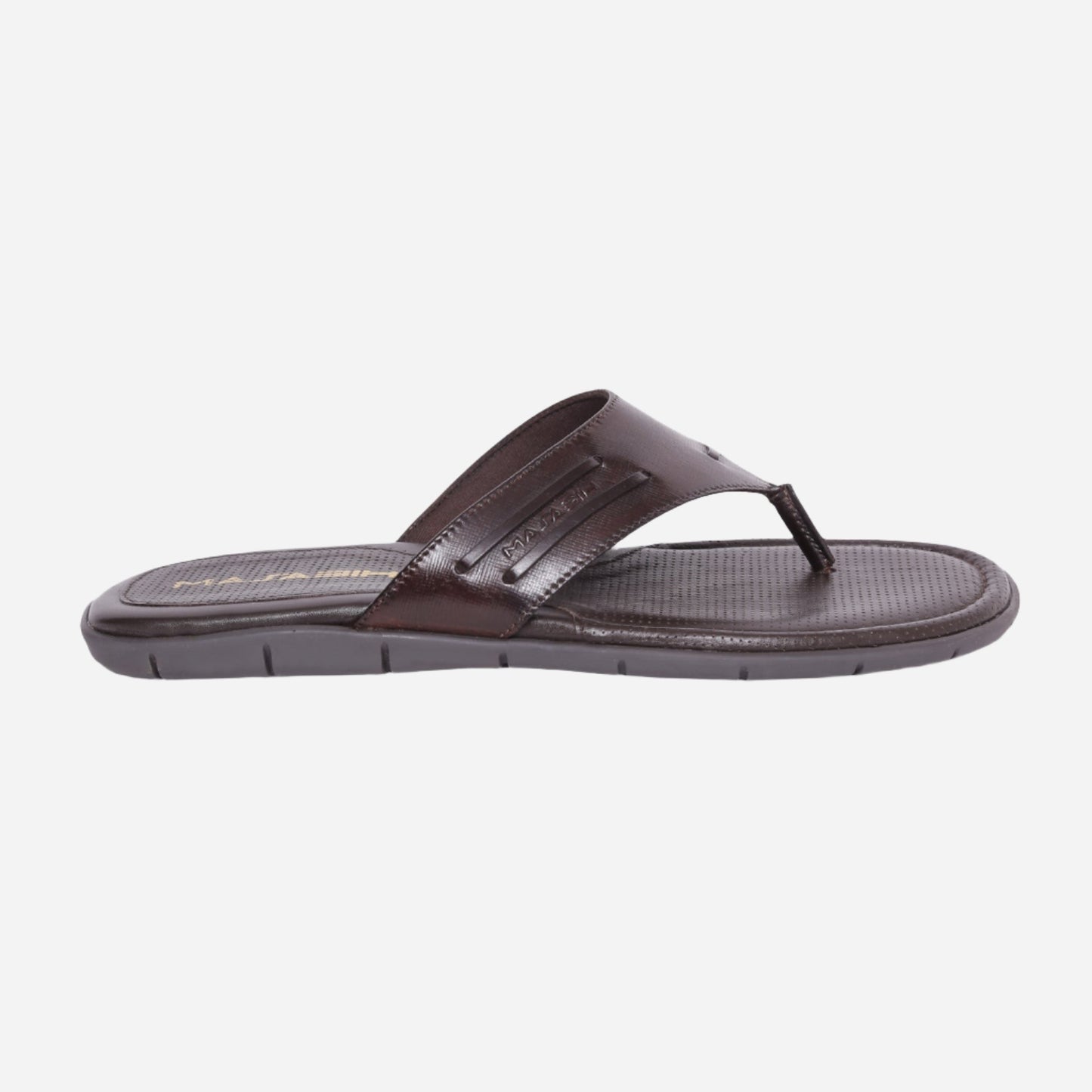 MASABIH Geniune Leather Soft I Print Brown Color modern thong sandals for Mens