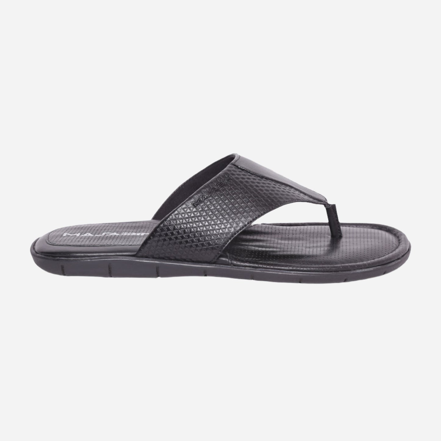 MASABIH Geniune Leather Soft Hexa Print Black Color modern thong sandals for Mens