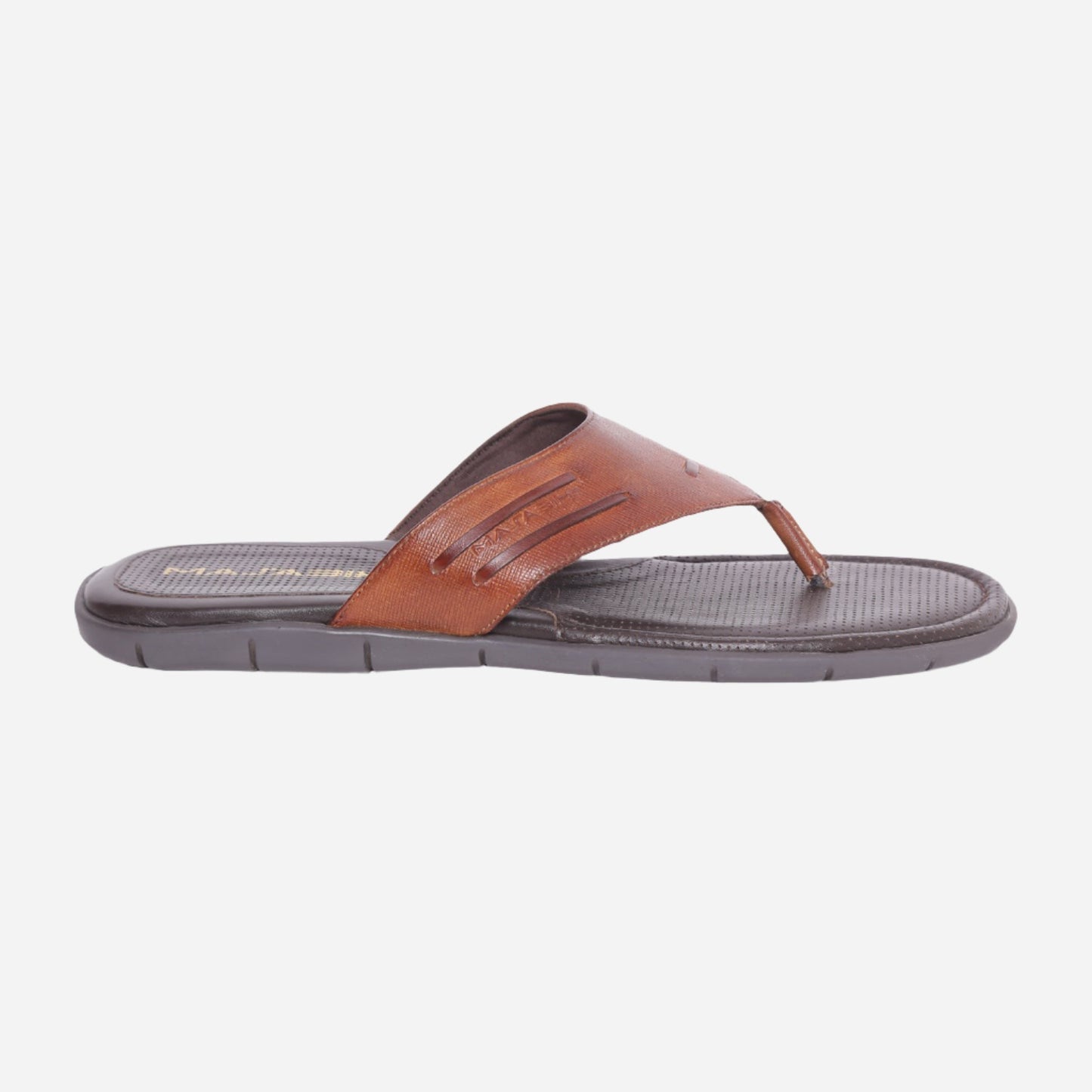 MASABIH Geniune Leather Soft I Print Tan Color modern thong sandals for Mens