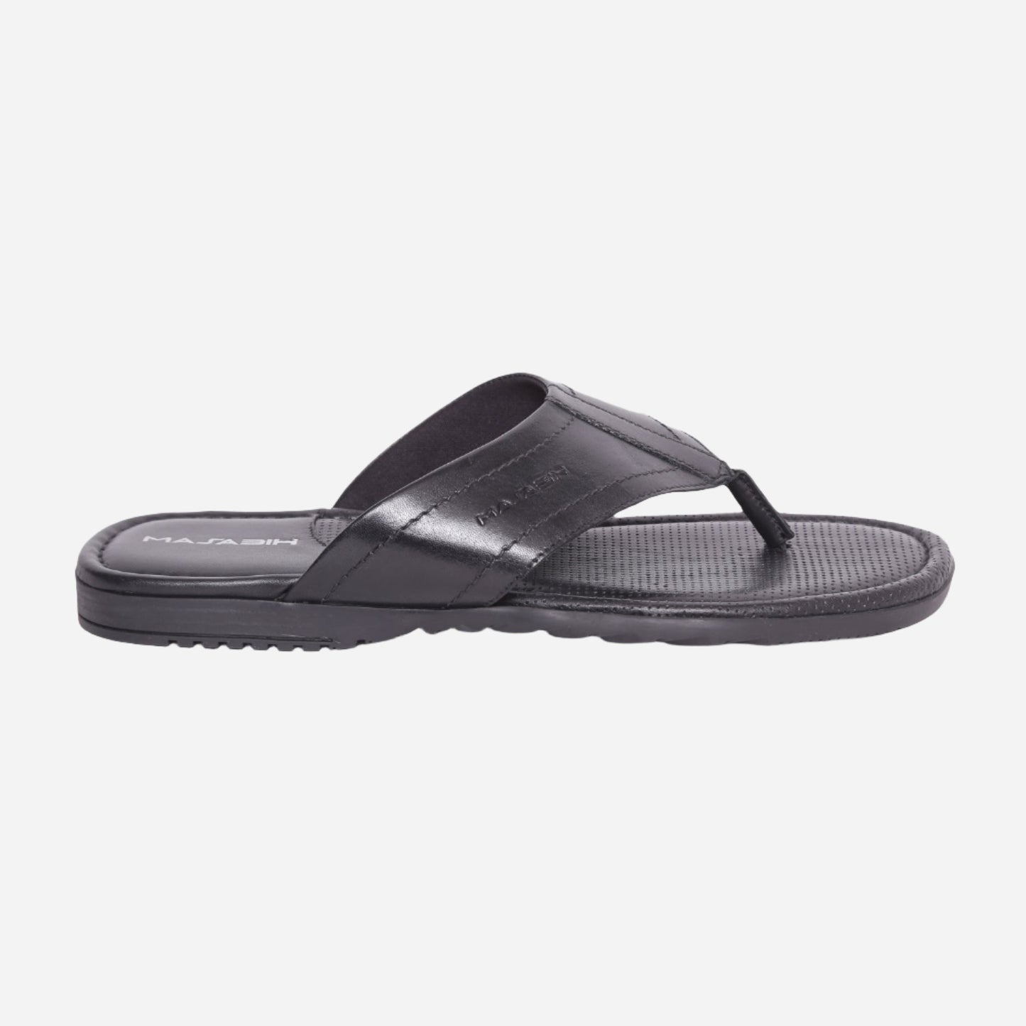 MASABIH Geniune Leather Soft Black Color modern java thong sandals for Mens
