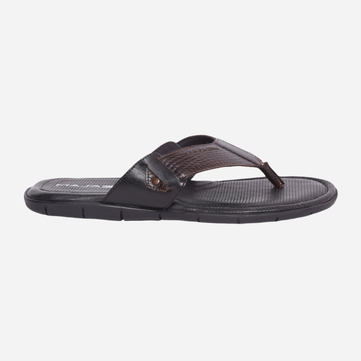 MASABIH Geniune Leather Soft SISSY Print Black / Bordo Color modern tauro thong sandals for Mens