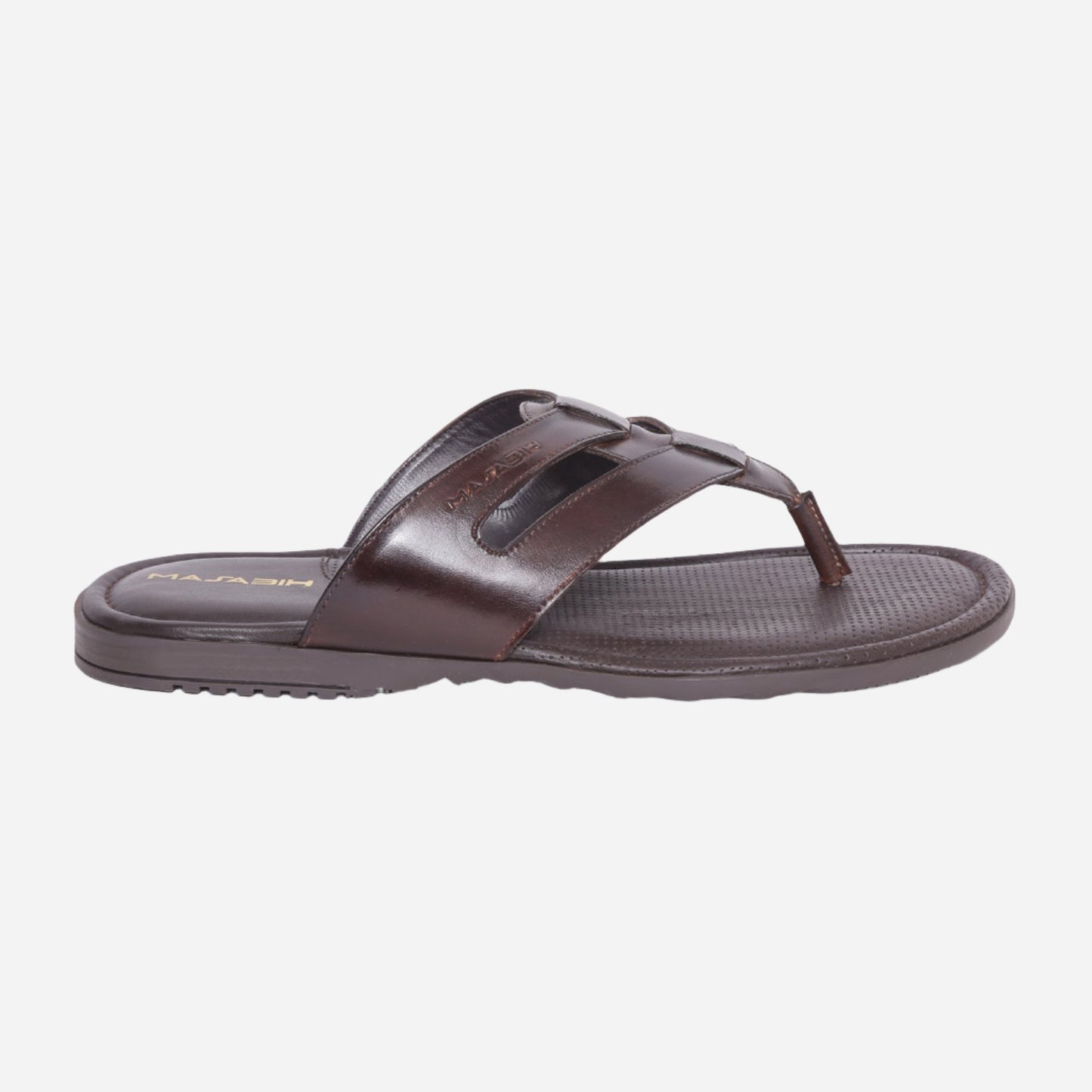 MASABIH Geniune Leather Soft Brown Color modern Strap thong sandals for Mens