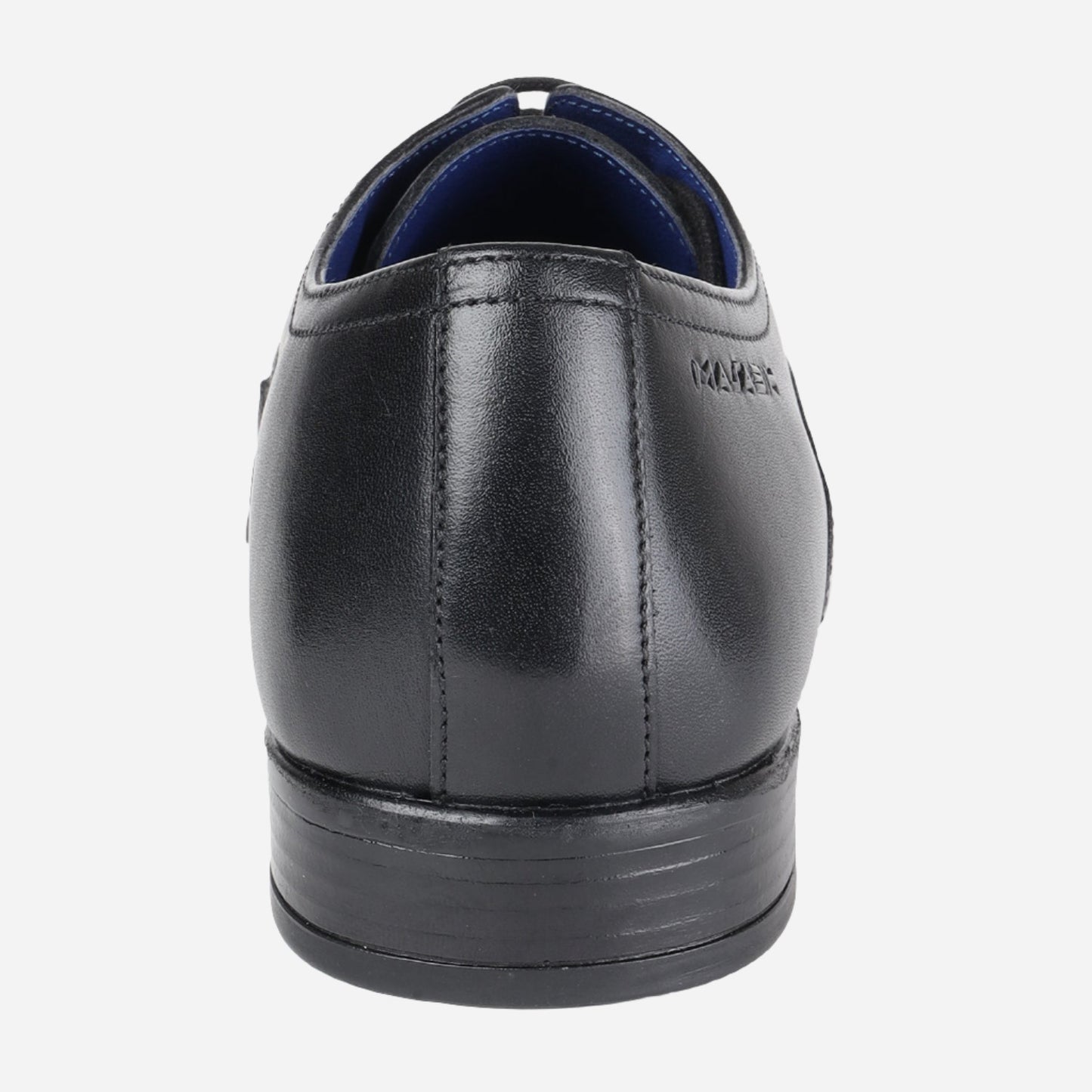 MASABIH GENUINE LEATHER BLACK TOE CAP DERBY SHOES FOR MEN