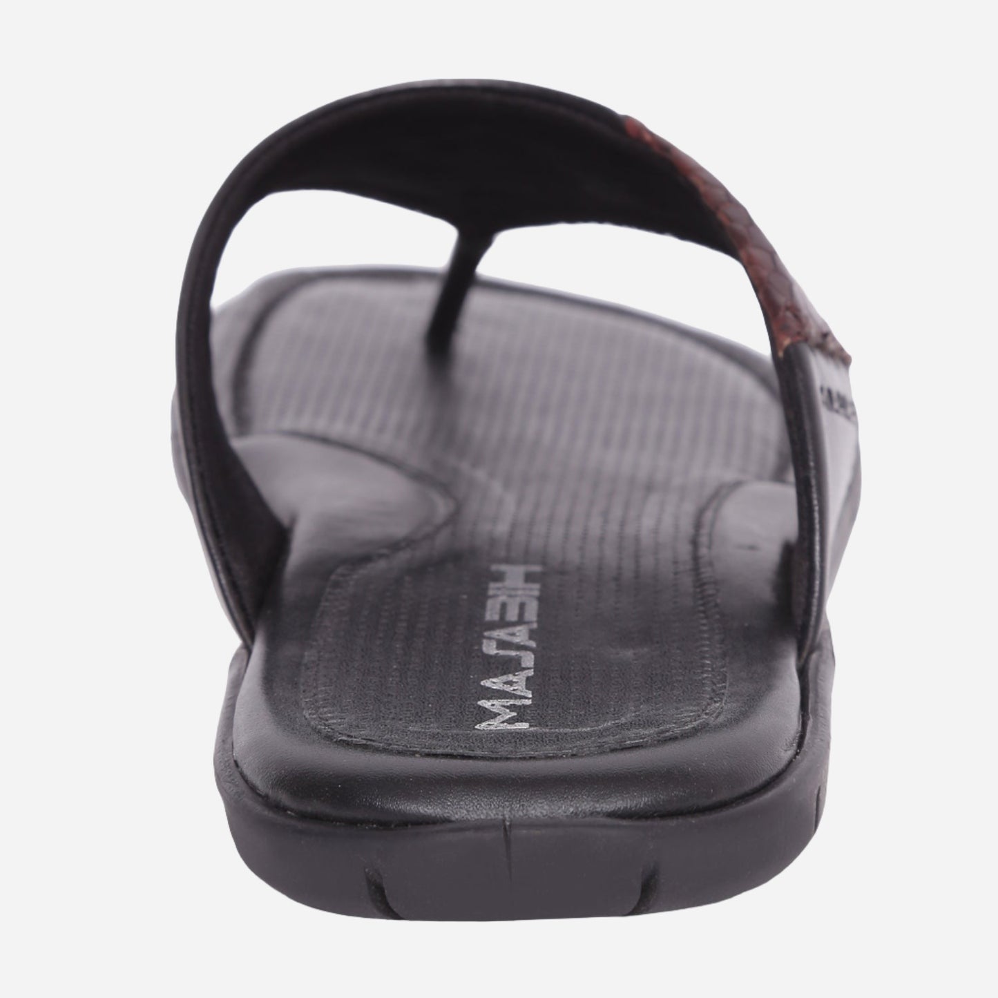 MASABIH Geniune Leather Soft Black / SISSY Print Brown Color modern thong sandals for Mens