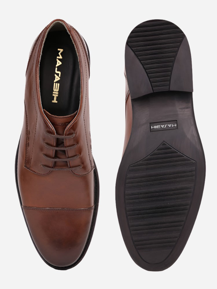 MASABIH Brown Casual Derby Shoes for Men
