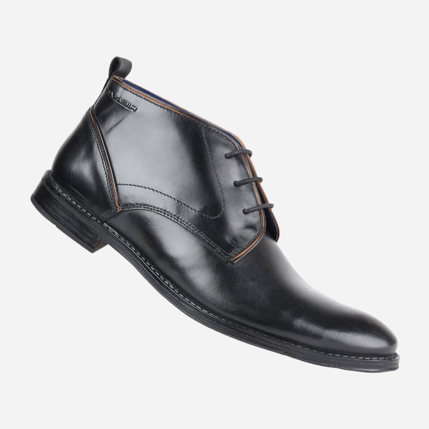 MASABIH GENUINE LEATHER BLACK CHUKKA LACEUP BOOTS FOR MEN