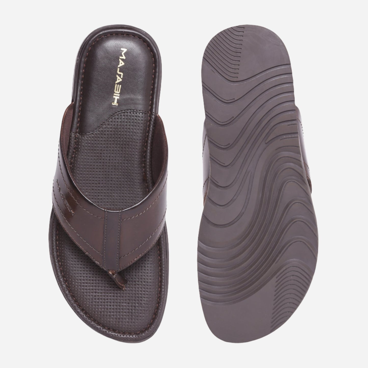 MASABIH Geniune Leather Soft Brown Color modern java thong sandals for Mens