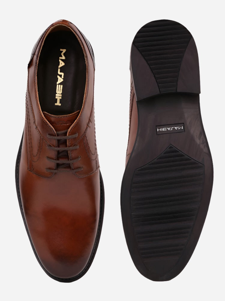 MASABIH Brown Casual Derby Shoes for Men