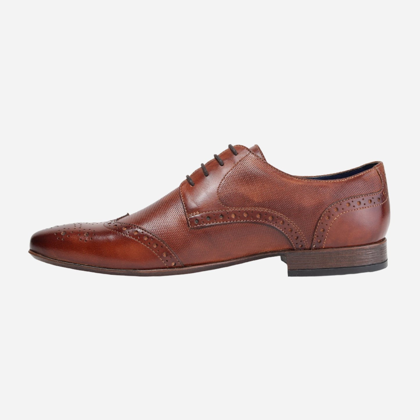 MASABIH GENUINE LEATHER TAN CASUAL WING TOE DERBY LACEUP SHOES FOR MEN